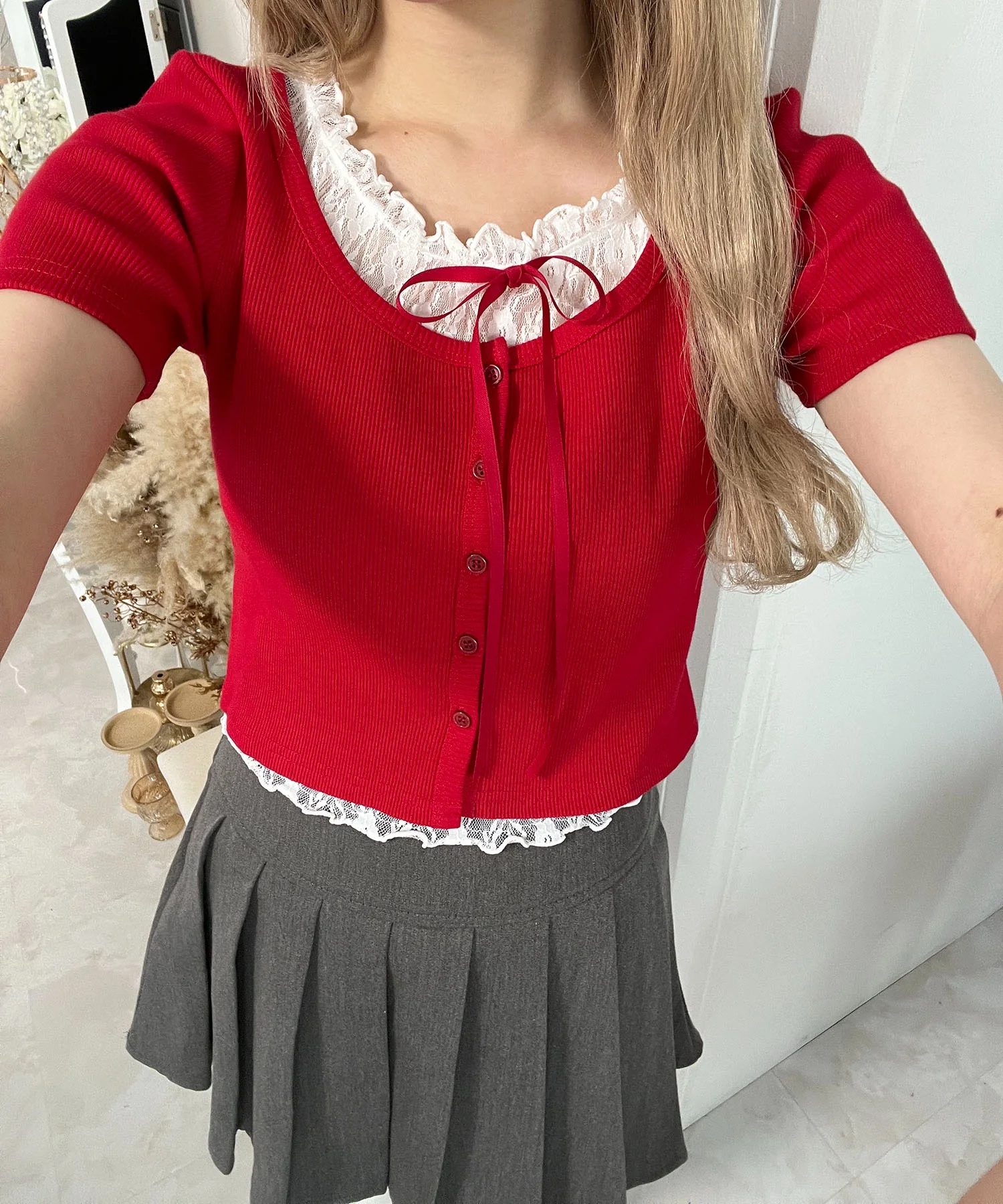 レースレイヤードSSトップス - Image 5