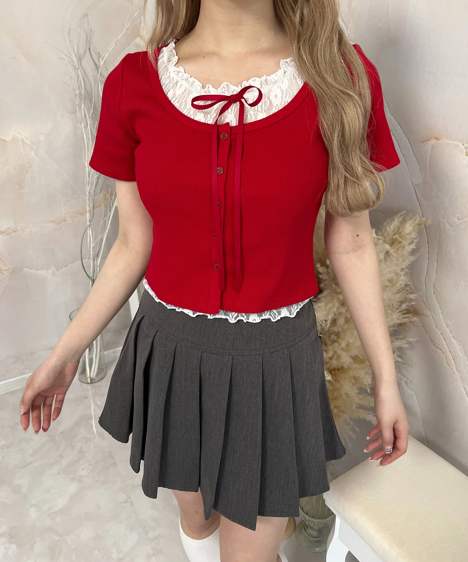 レースレイヤードSSトップス - Image 7