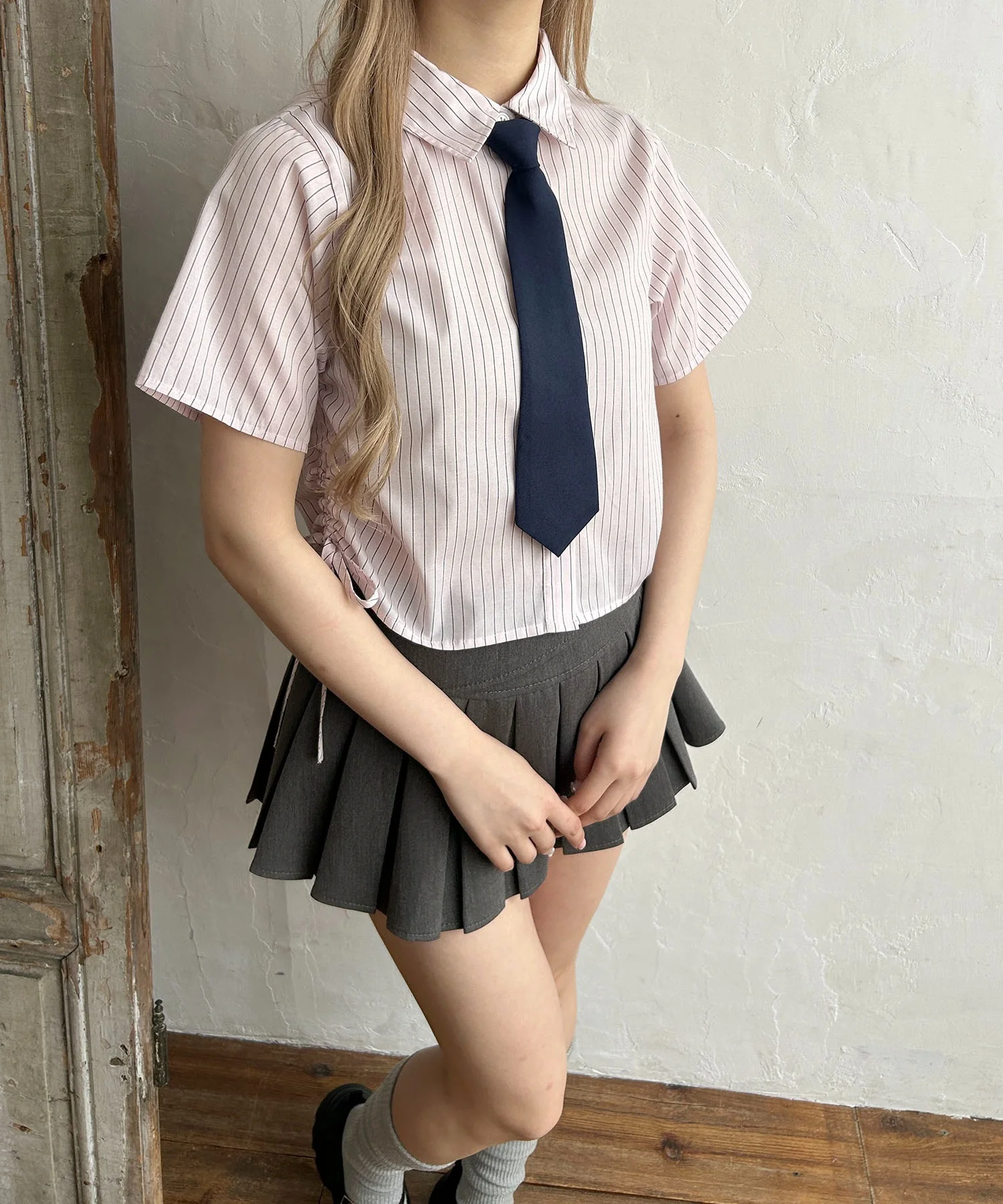 ネクタイセット半袖ドロストシャツ - Image 13