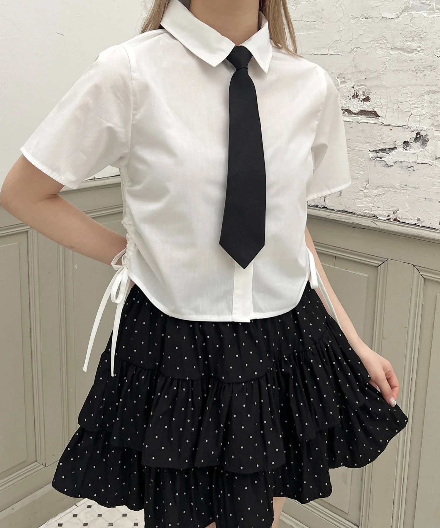ネクタイセット半袖ドロストシャツ - Image 3
