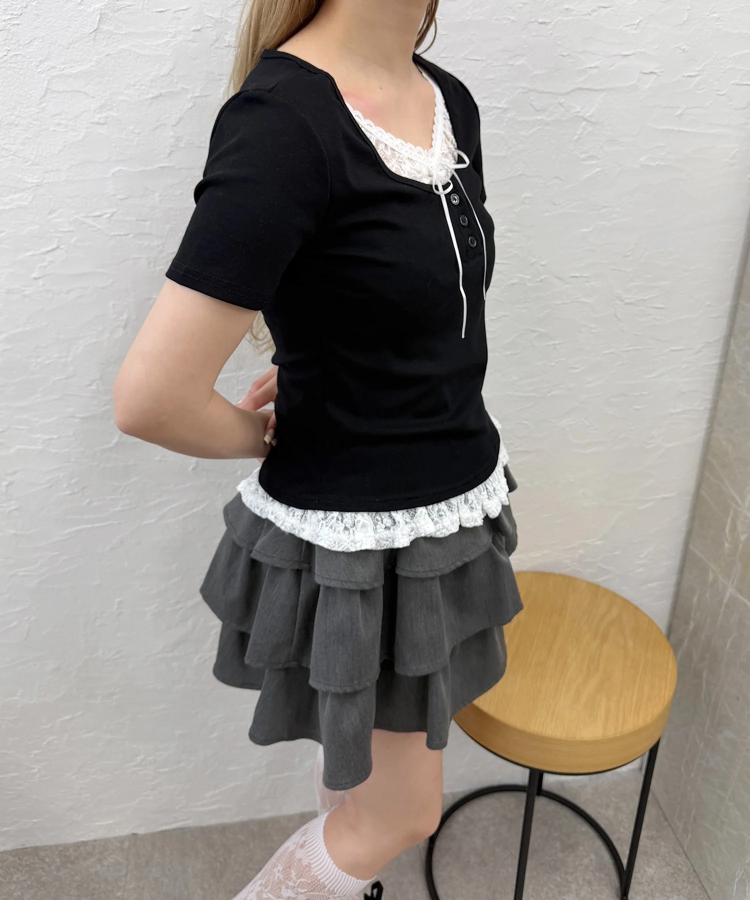 ヘンリーレースレイヤード半袖トップス - Image 22