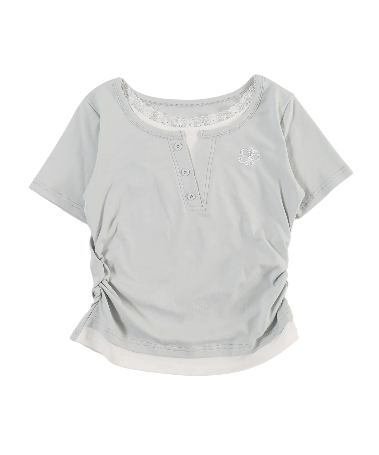 レースネックレイヤードTシャツ - Image 14