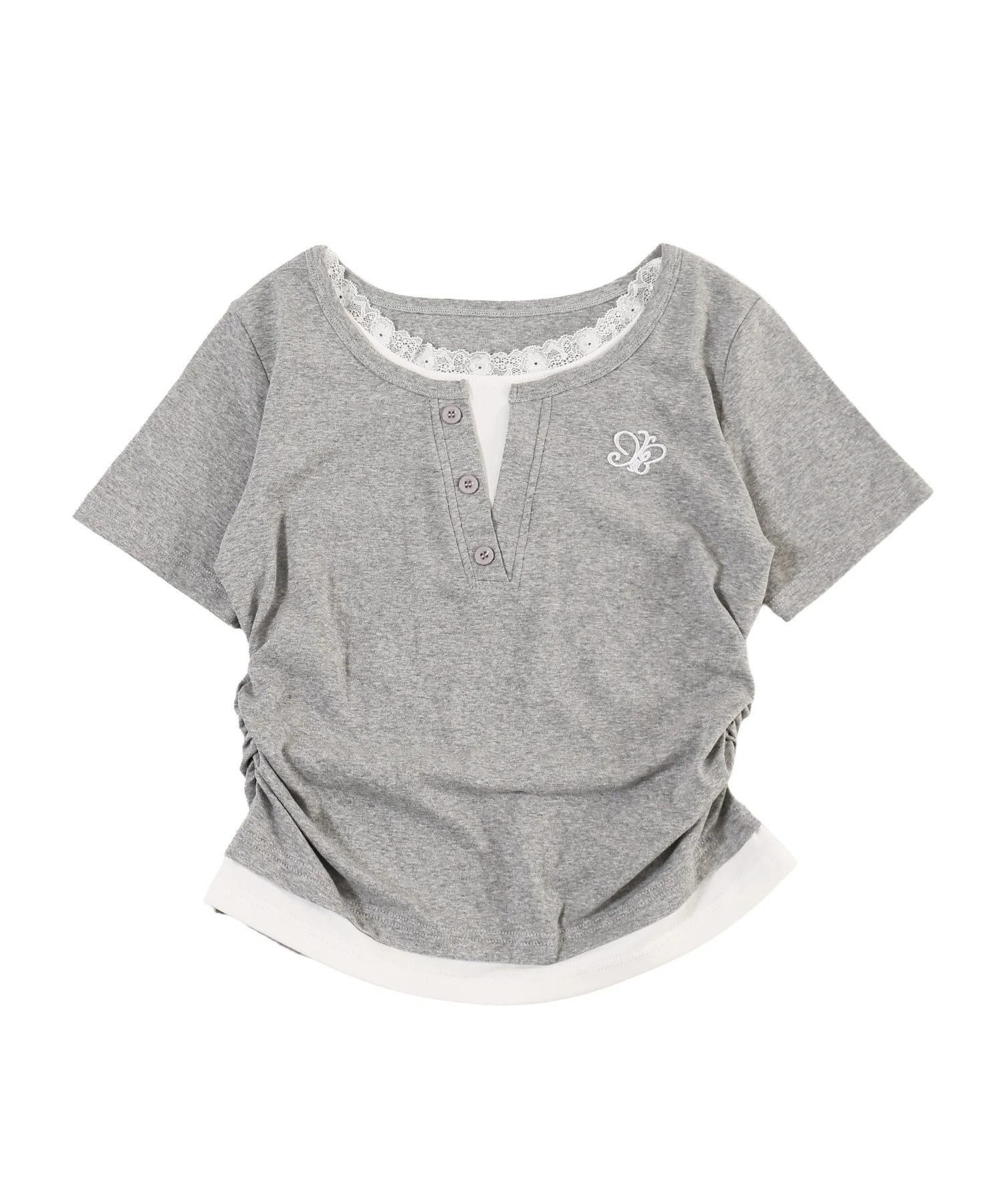 レースネックレイヤードTシャツ - Image 15