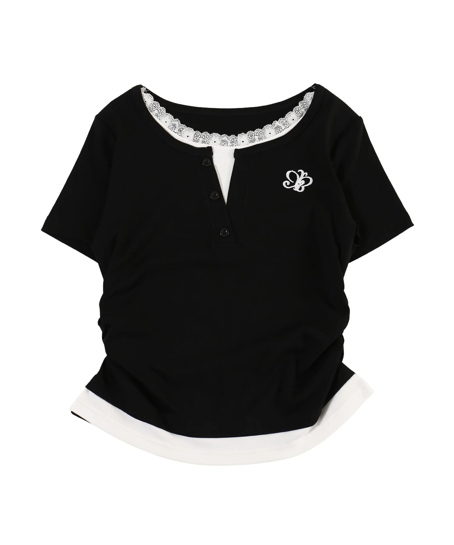 レースネックレイヤードTシャツ - Image 16