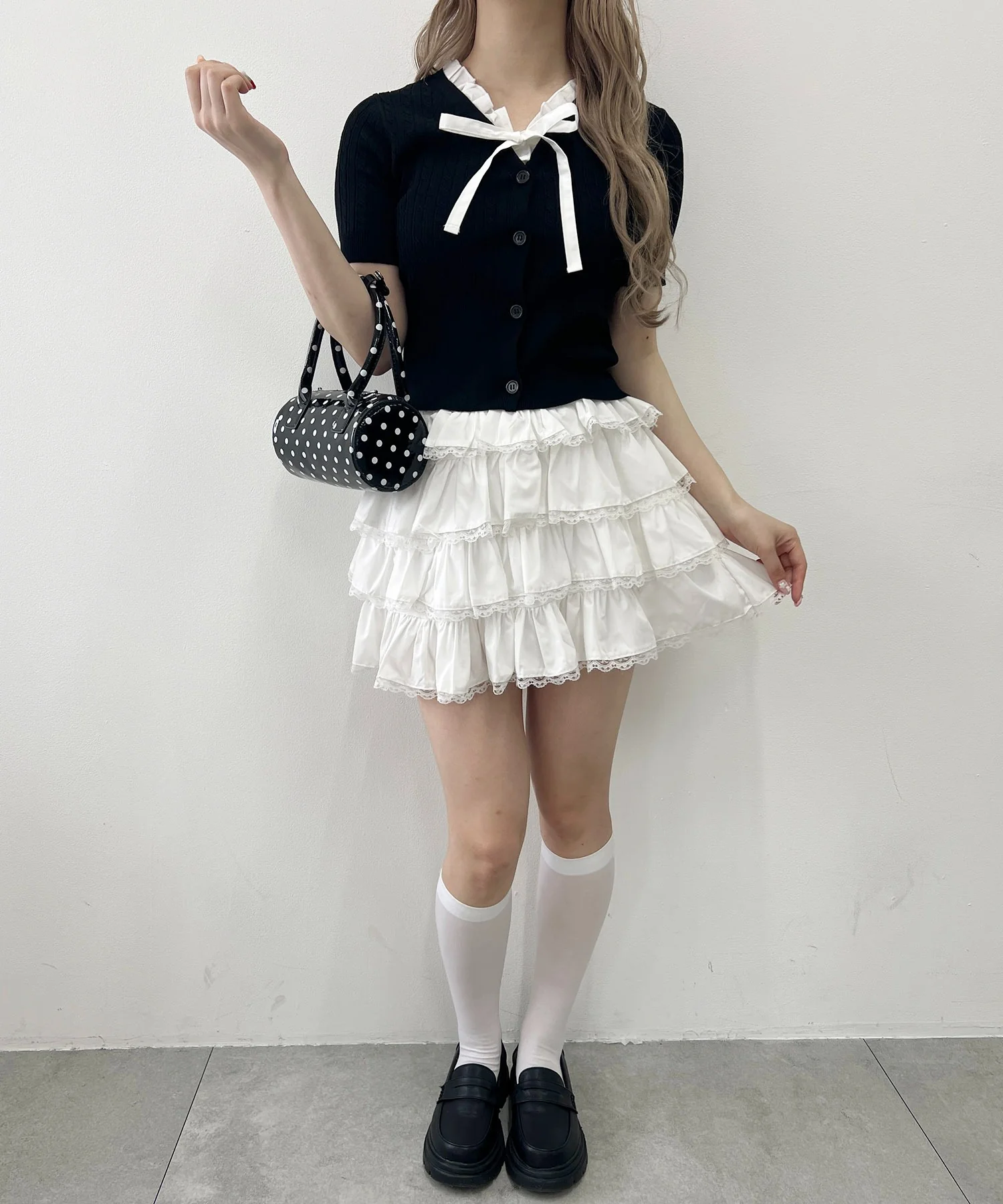 フリルネックケーブル半袖カーディガン - Image 18