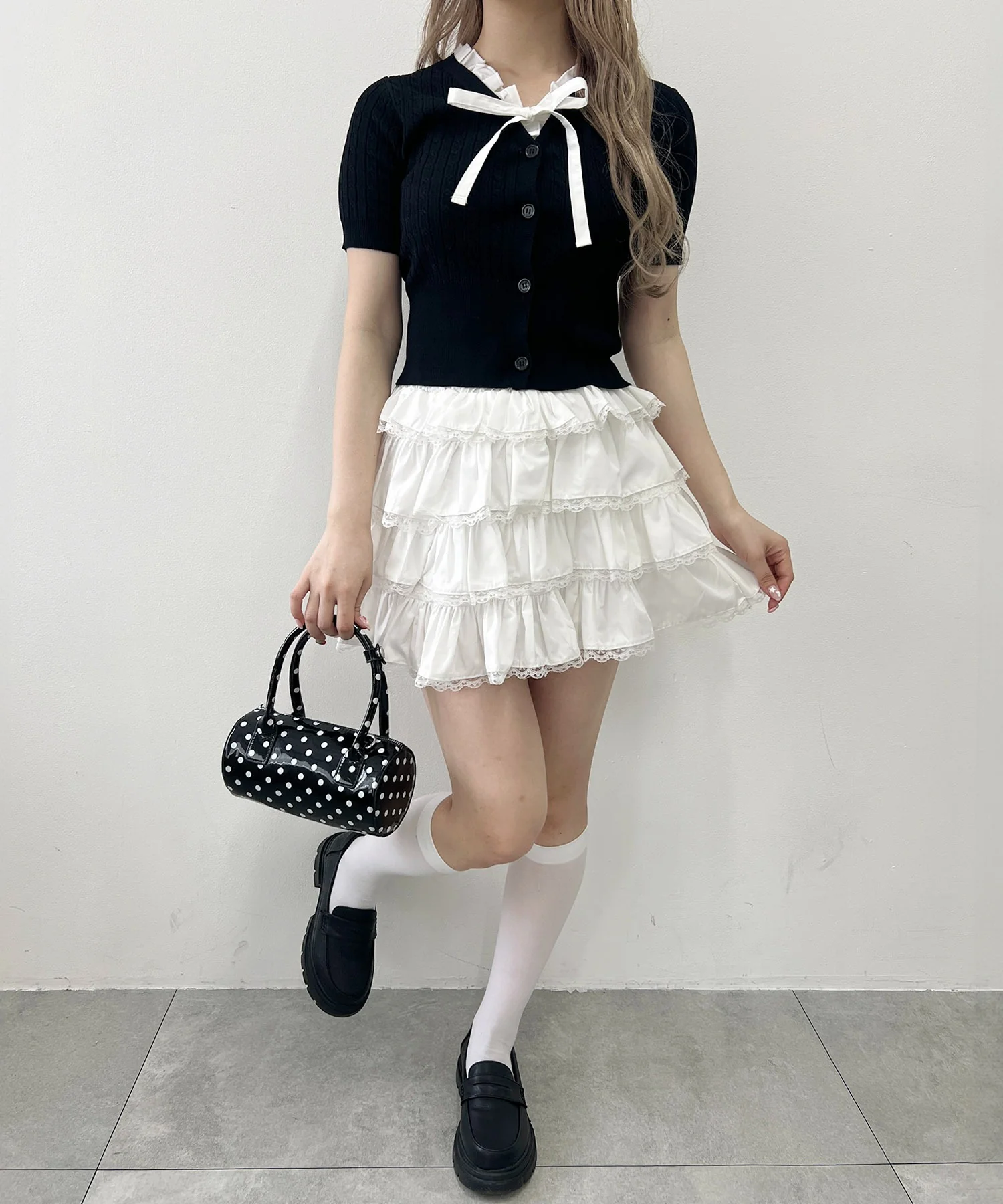 フリルネックケーブル半袖カーディガン - Image 19