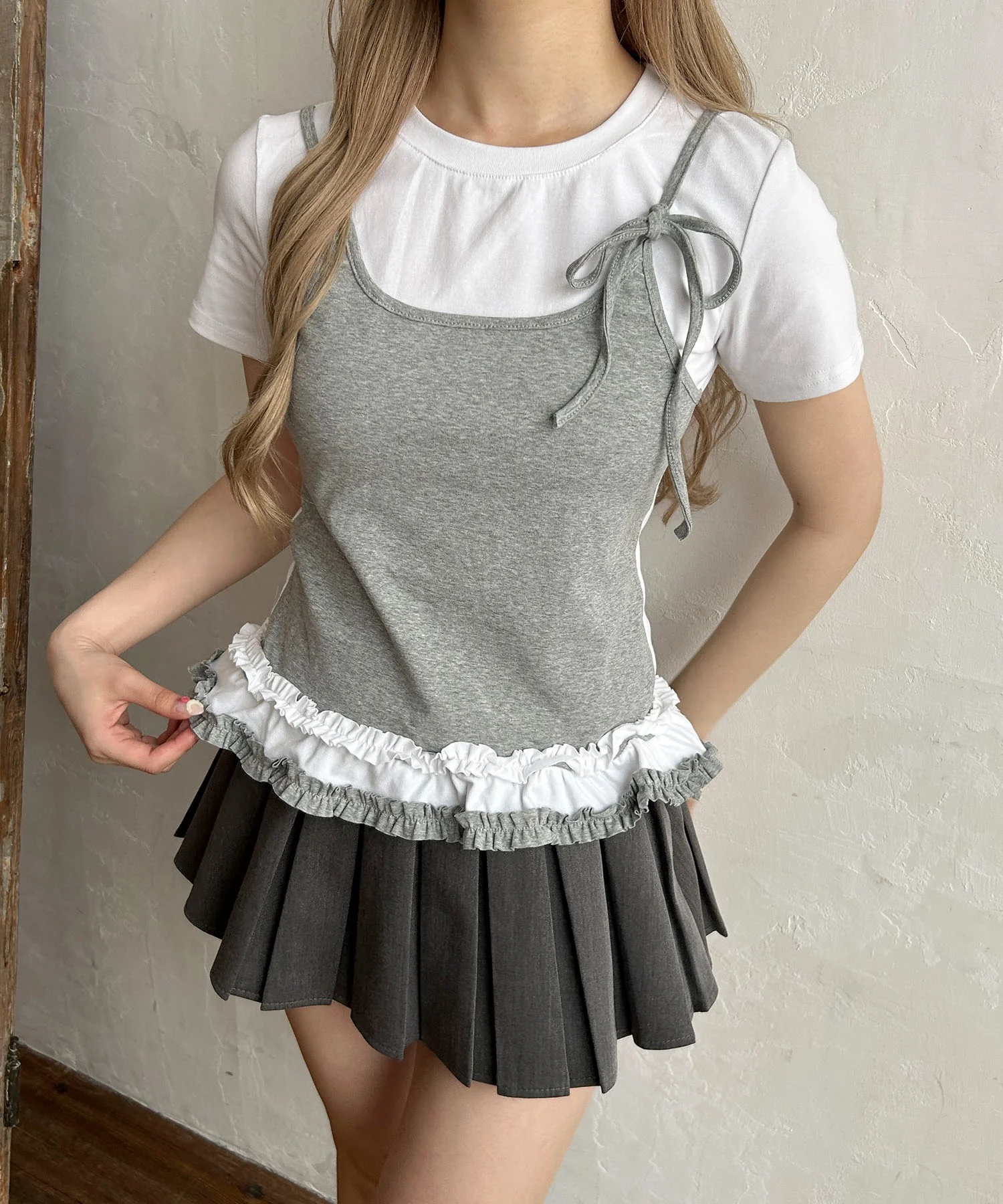 フリルキャミドッキングTシャツ - Image 2