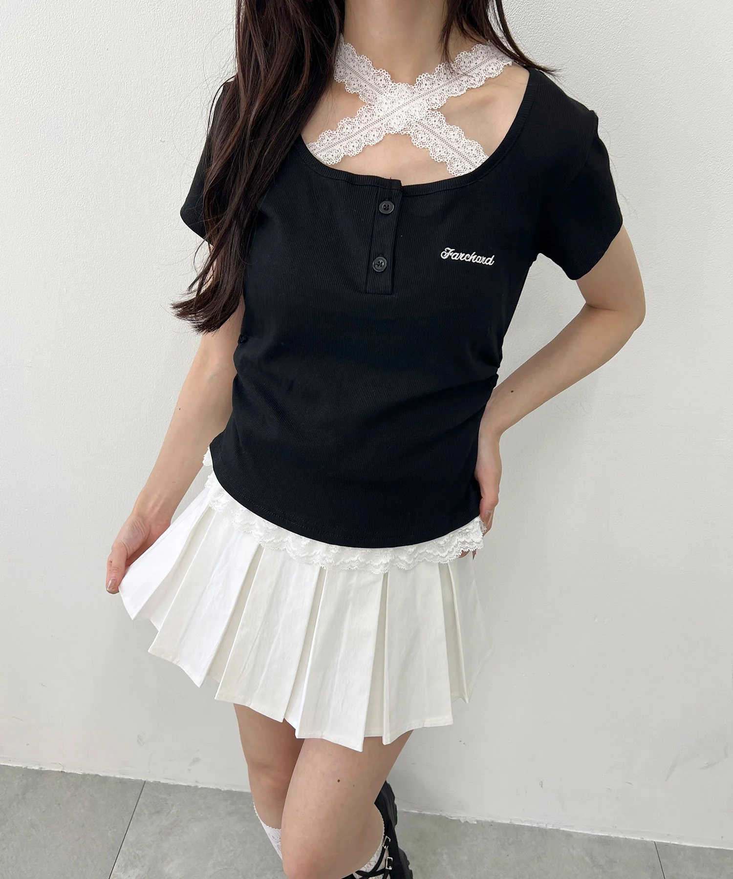 レースチョーカードッキングTシャツ - Image 10