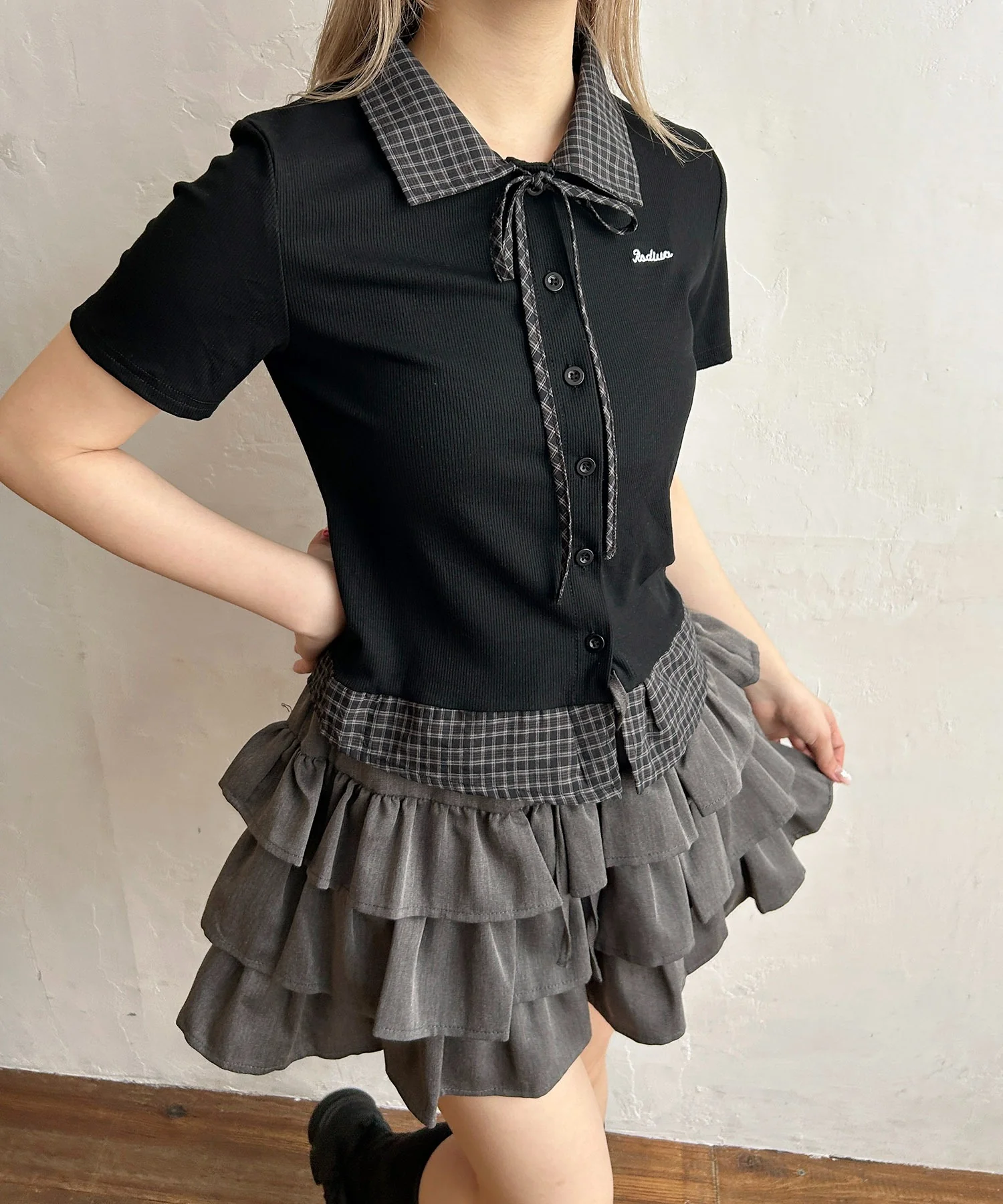 リボンブラウスドッキングTシャツ - Image 10
