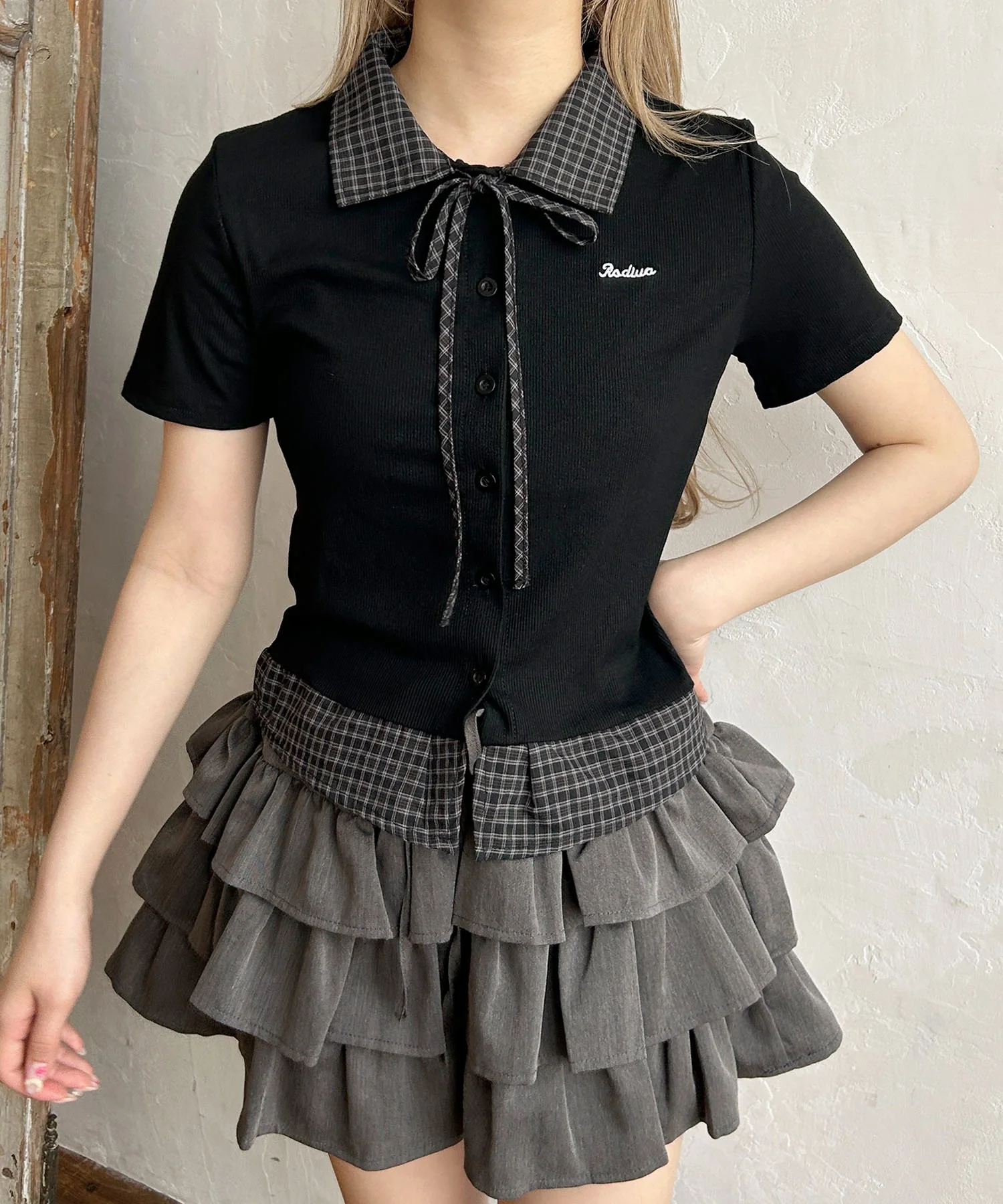 リボンブラウスドッキングTシャツ - Image 2