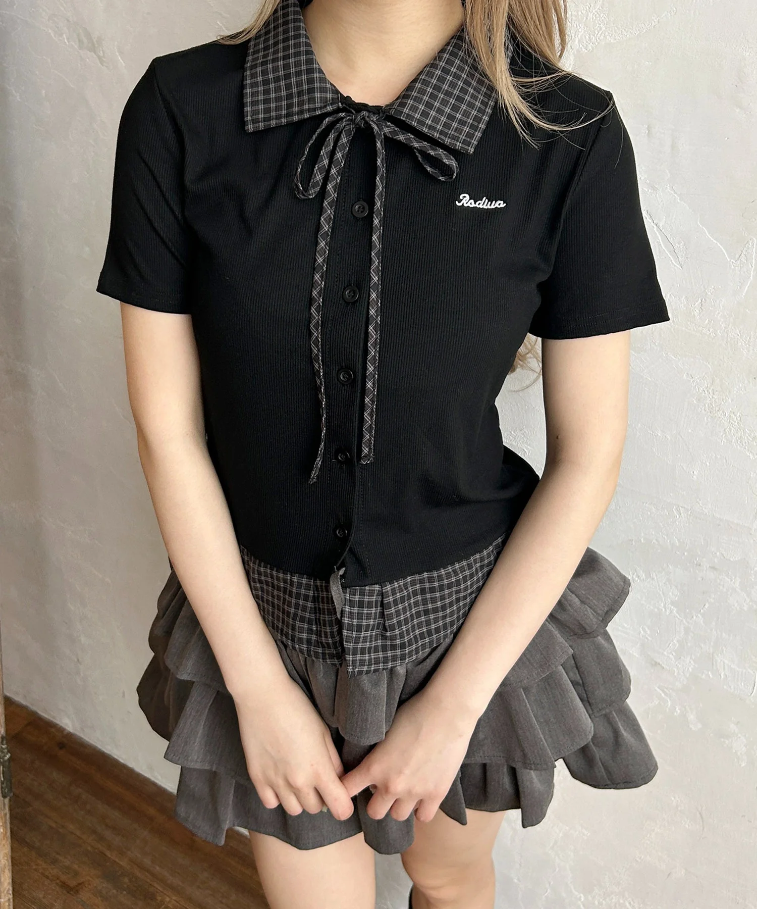 リボンブラウスドッキングTシャツ - Image 9