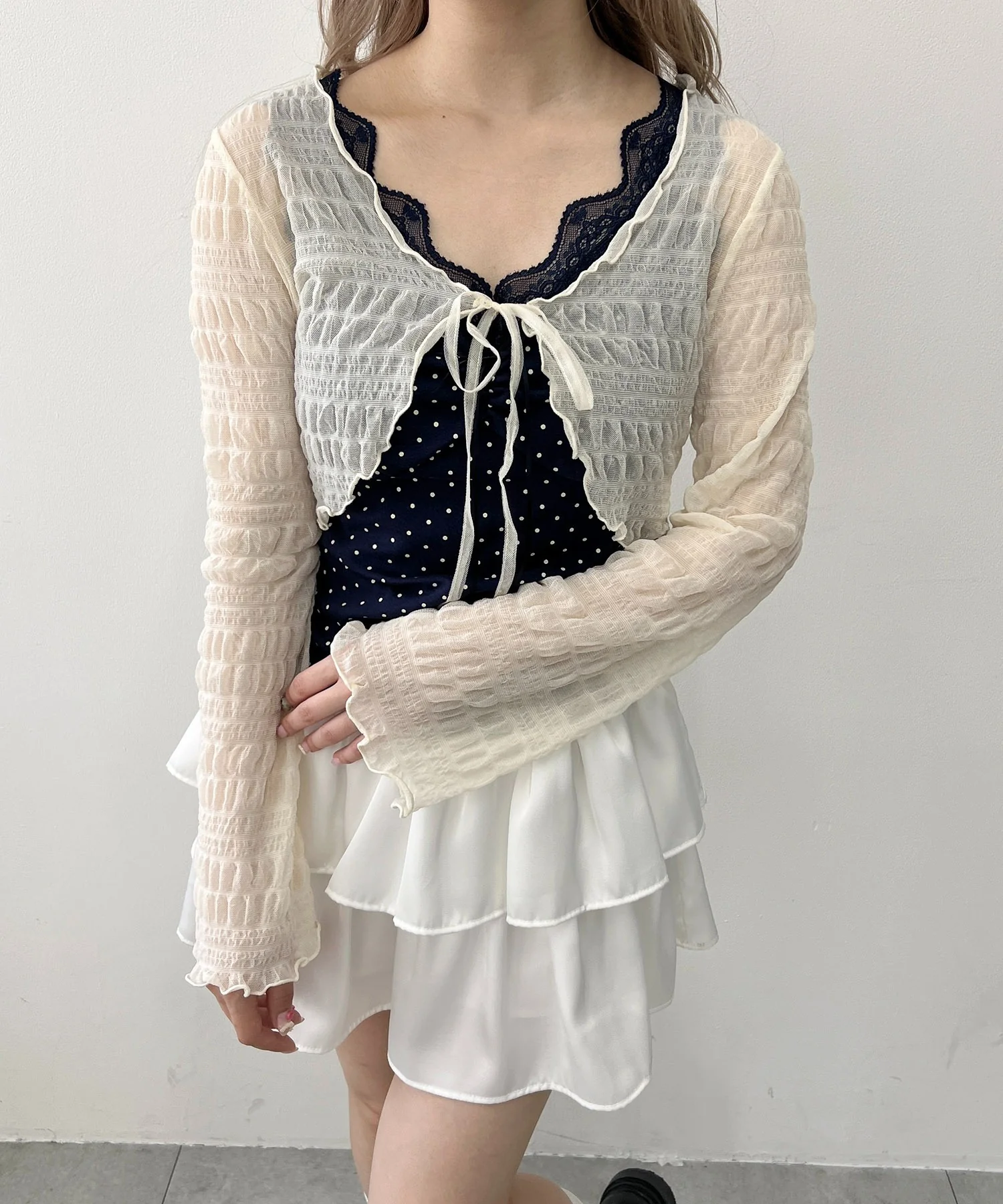 ギャザーシアーリボンカーディガン - Image 3