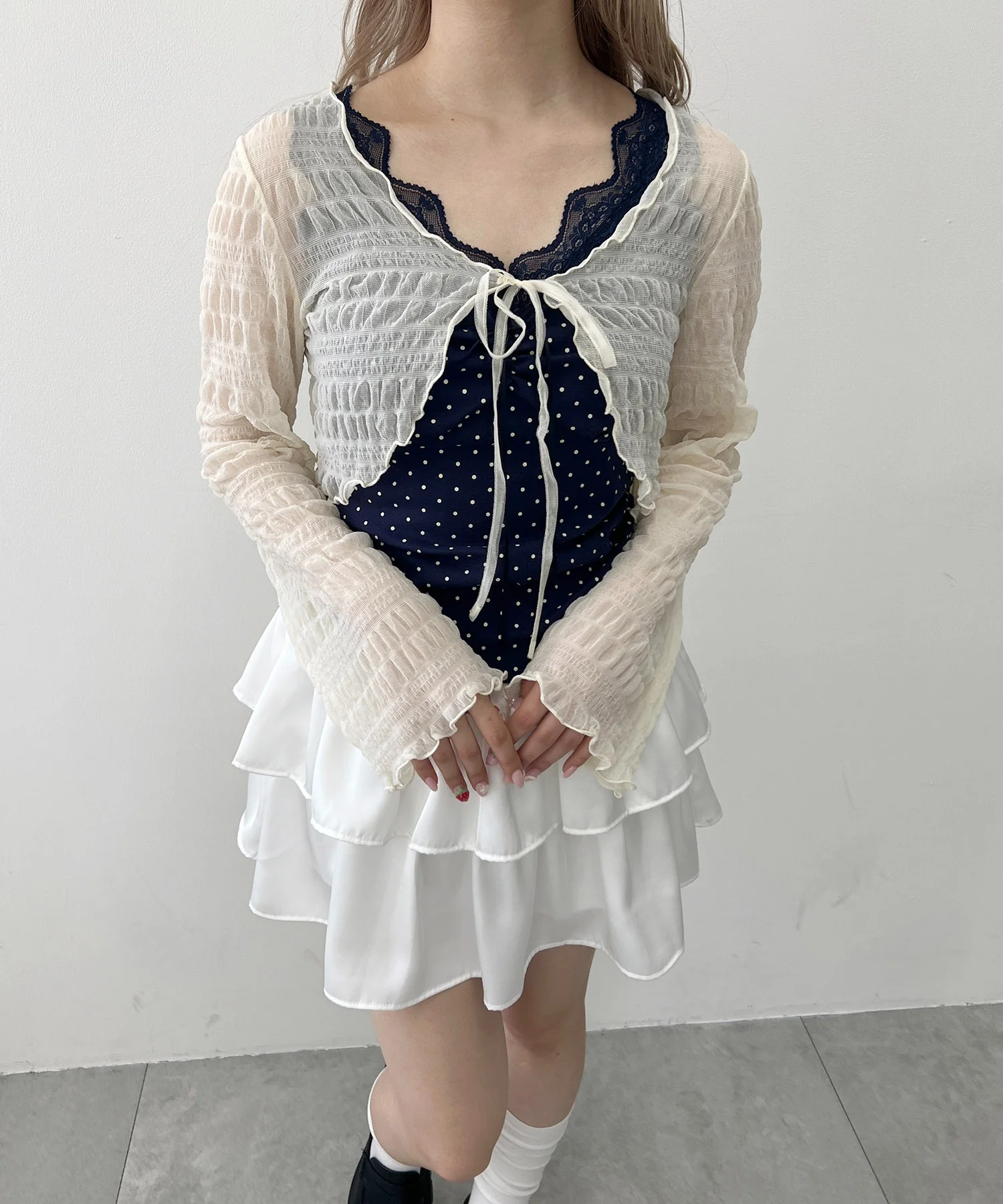 ギャザーシアーリボンカーディガン - Image 4