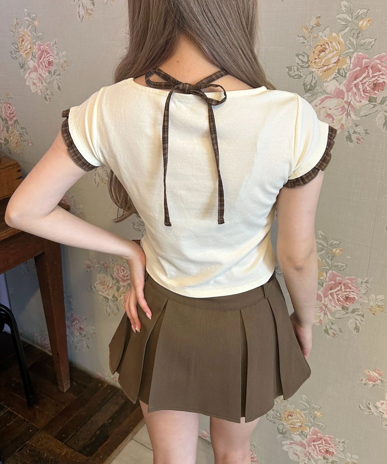 チェックレイヤードチョーカーTシャツ - Image 11