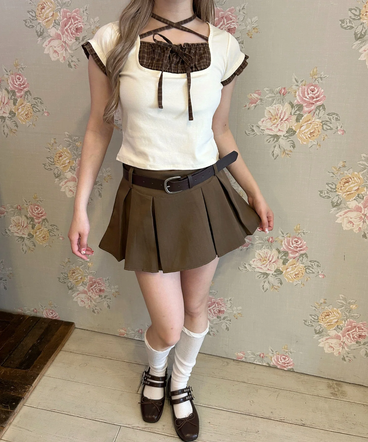 チェックレイヤードチョーカーTシャツ - Image 14