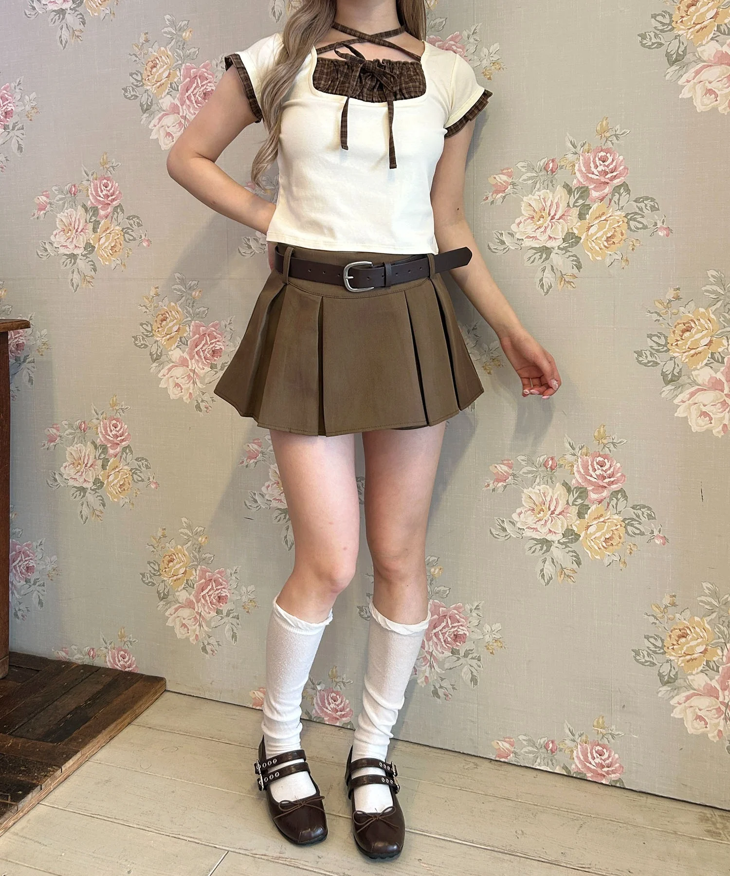 チェックレイヤードチョーカーTシャツ - Image 15