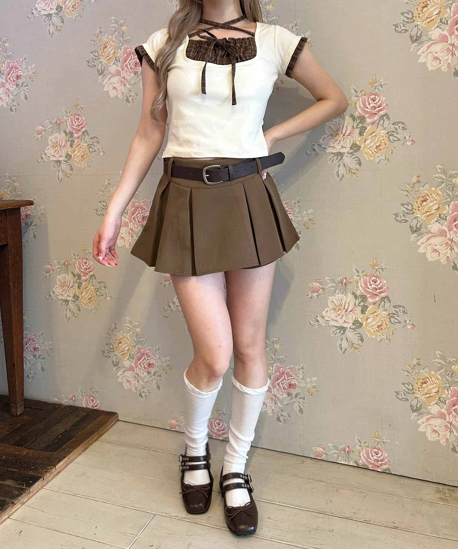 チェックレイヤードチョーカーTシャツ - Image 16