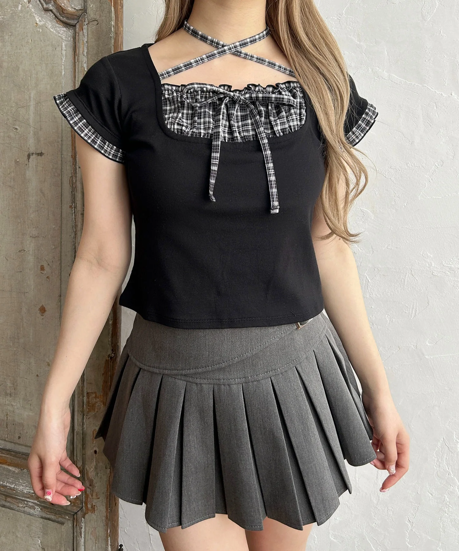 チェックレイヤードチョーカーTシャツ - Image 19