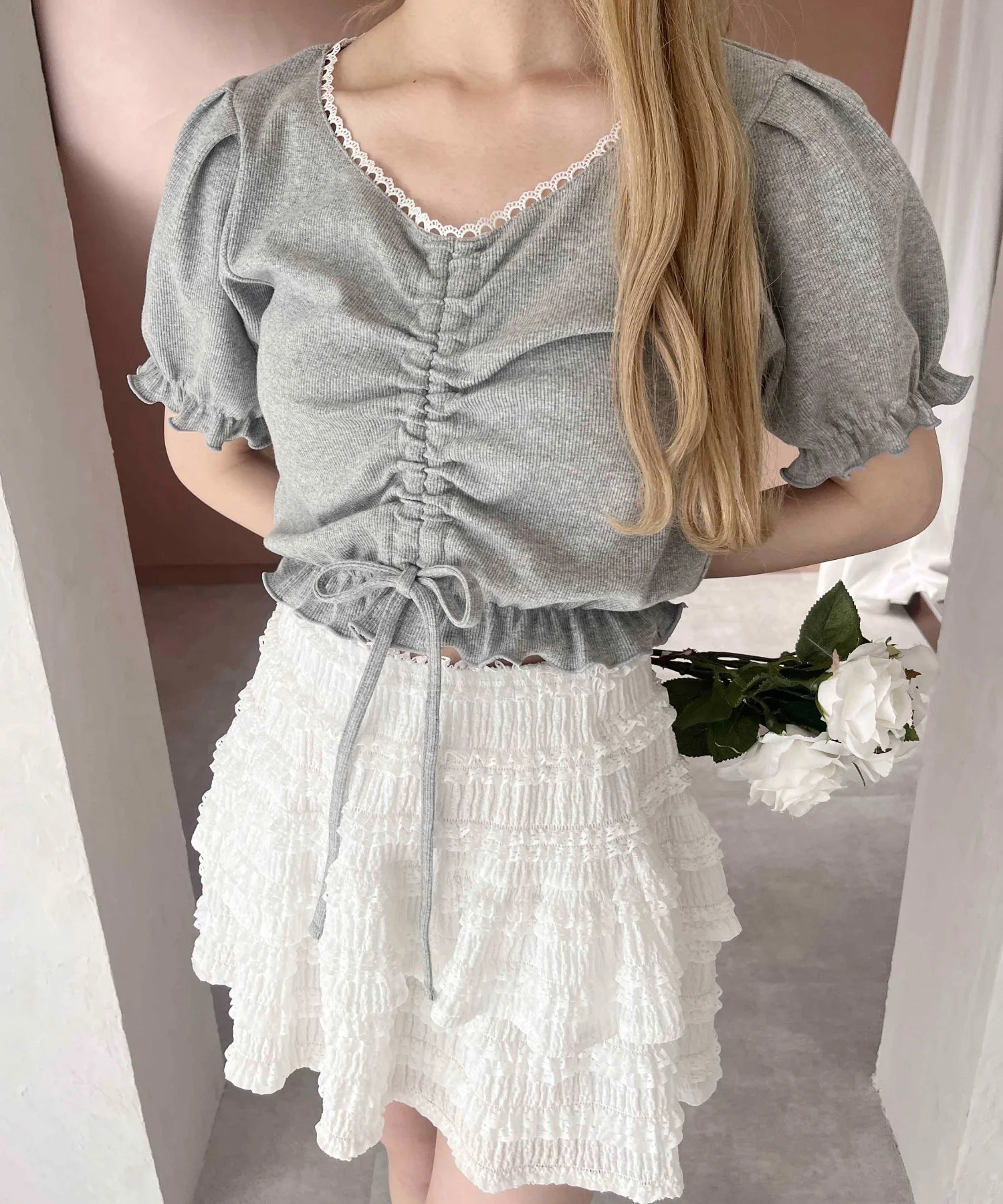 レースパイピングハンソデトップス - Image 11