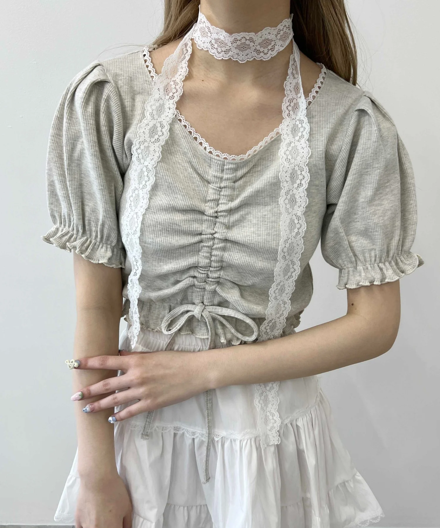 レースパイピングハンソデトップス - Image 5
