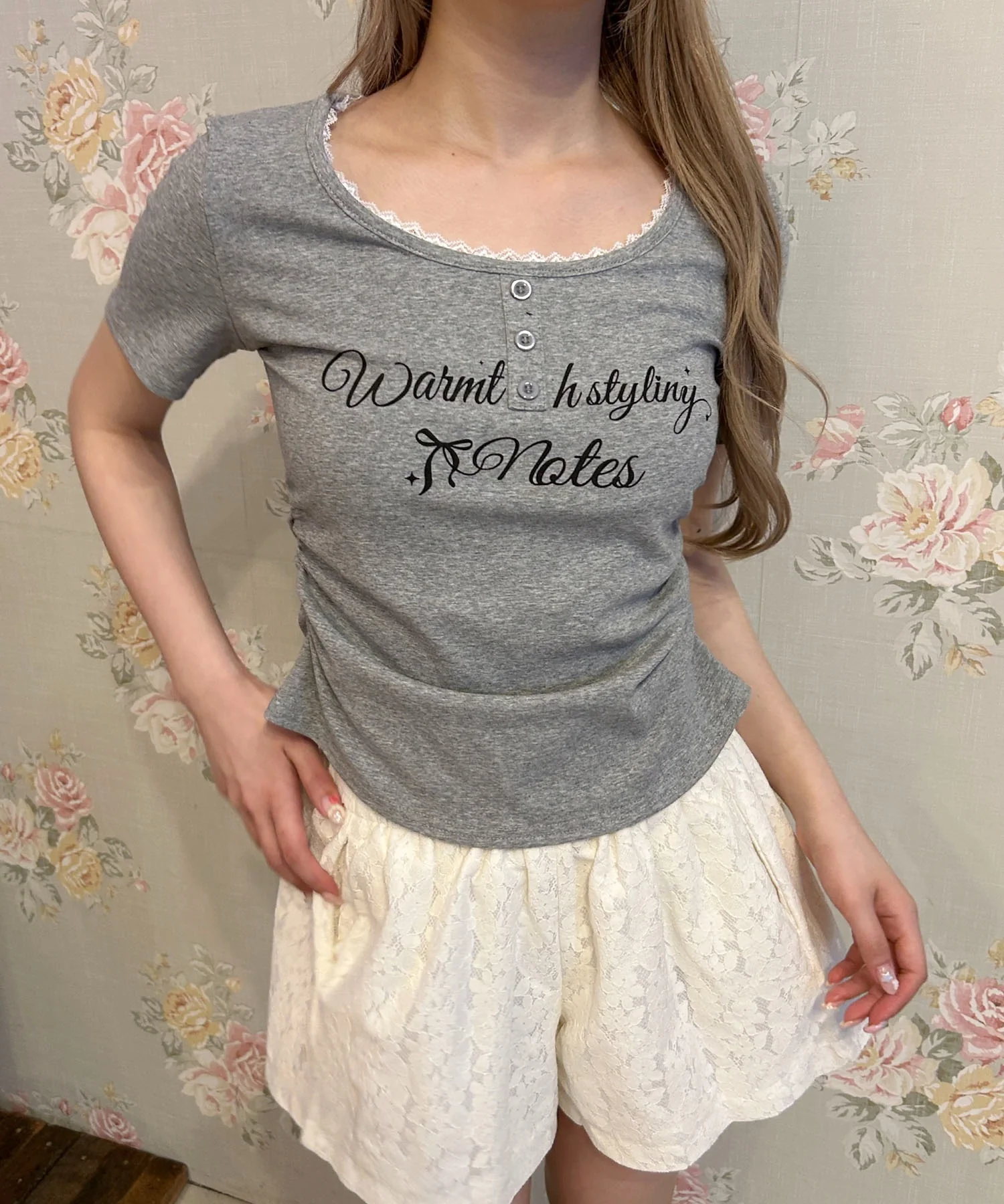メッセージロゴヘンリーピチTシャツ - Image 2