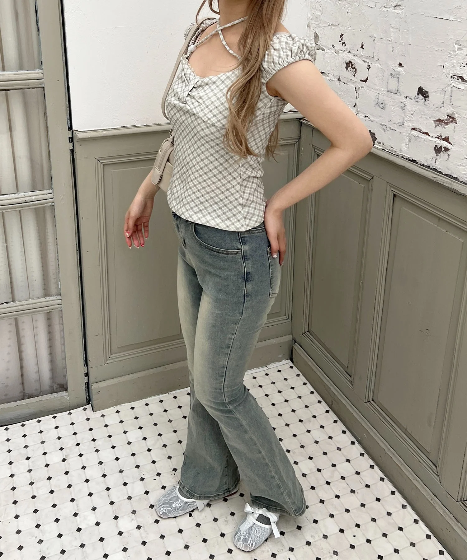 チェックフロントリボントップス - Image 11