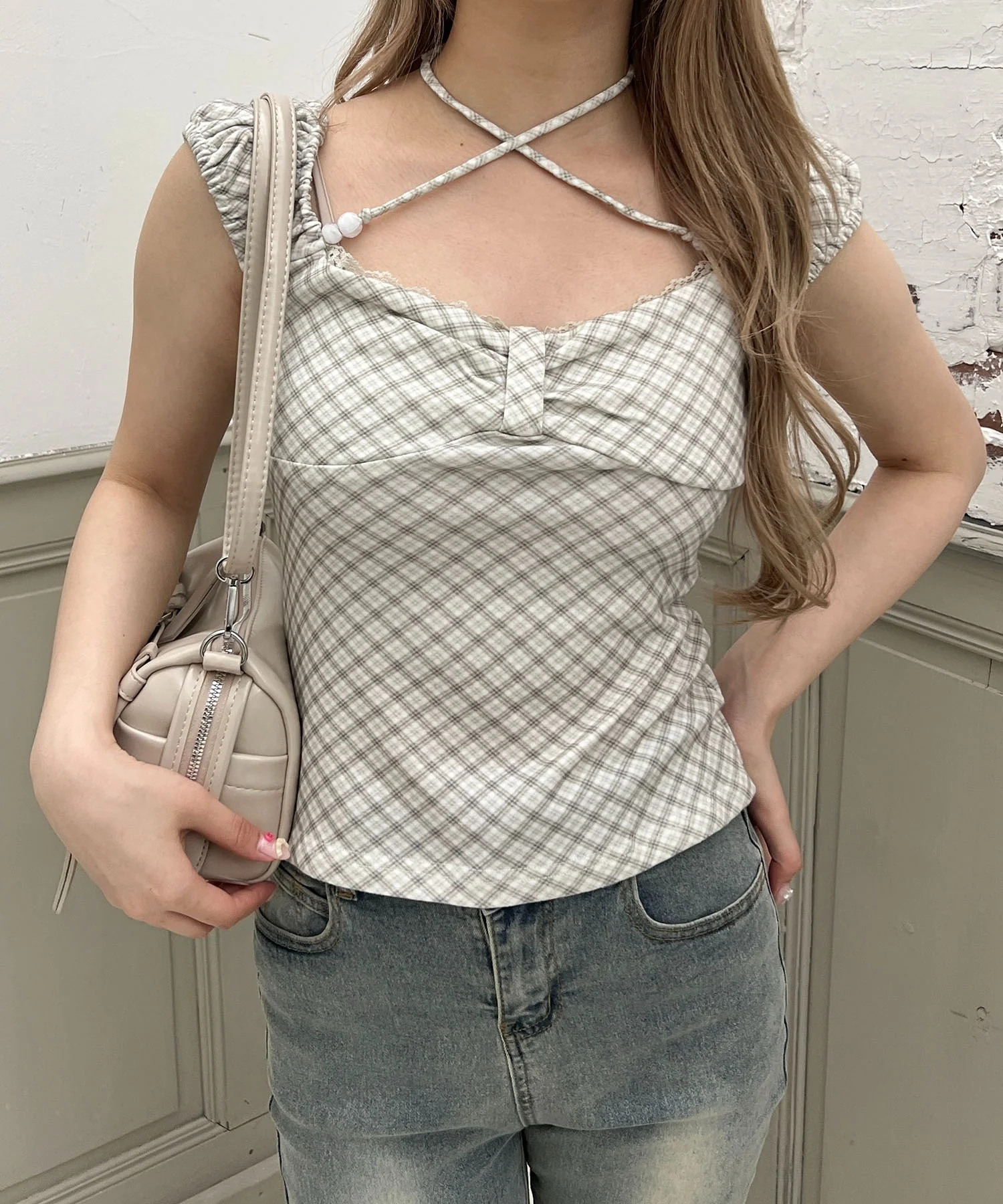 チェックフロントリボントップス - Image 12