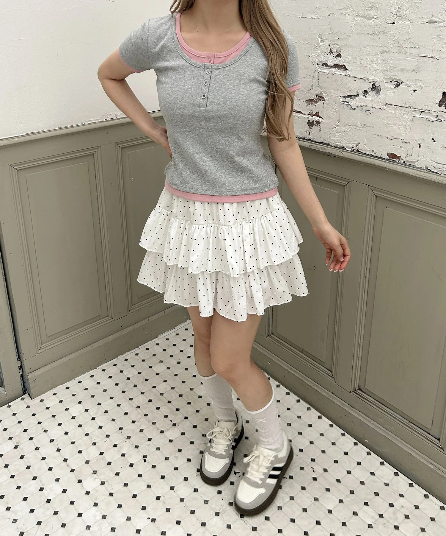 フェイクレイヤードヘンリーネックTシャツ - Image 11