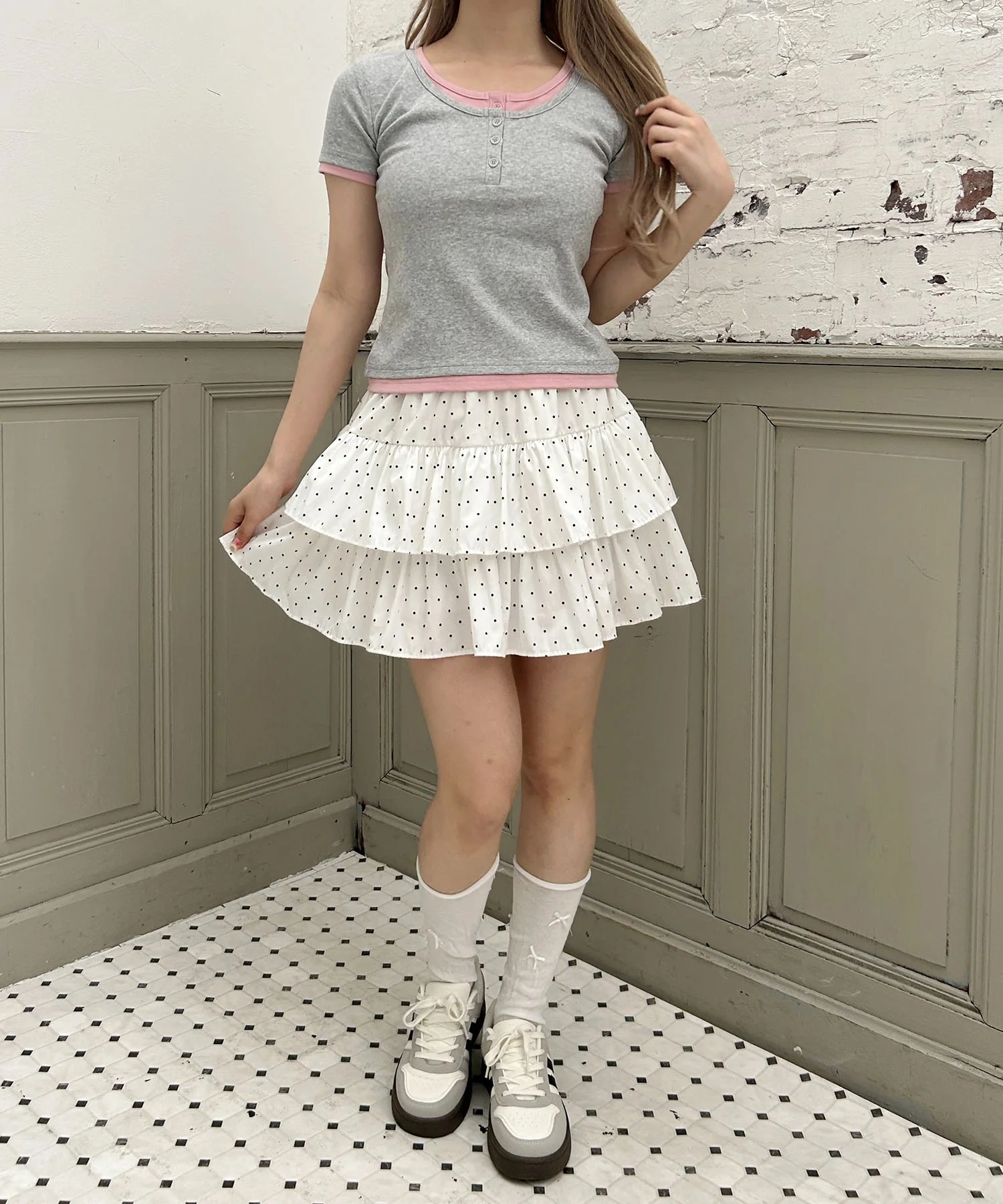フェイクレイヤードヘンリーネックTシャツ - Image 12