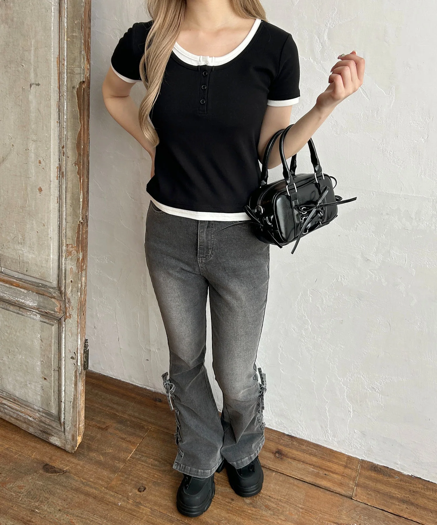 フェイクレイヤードヘンリーネックTシャツ - Image 17