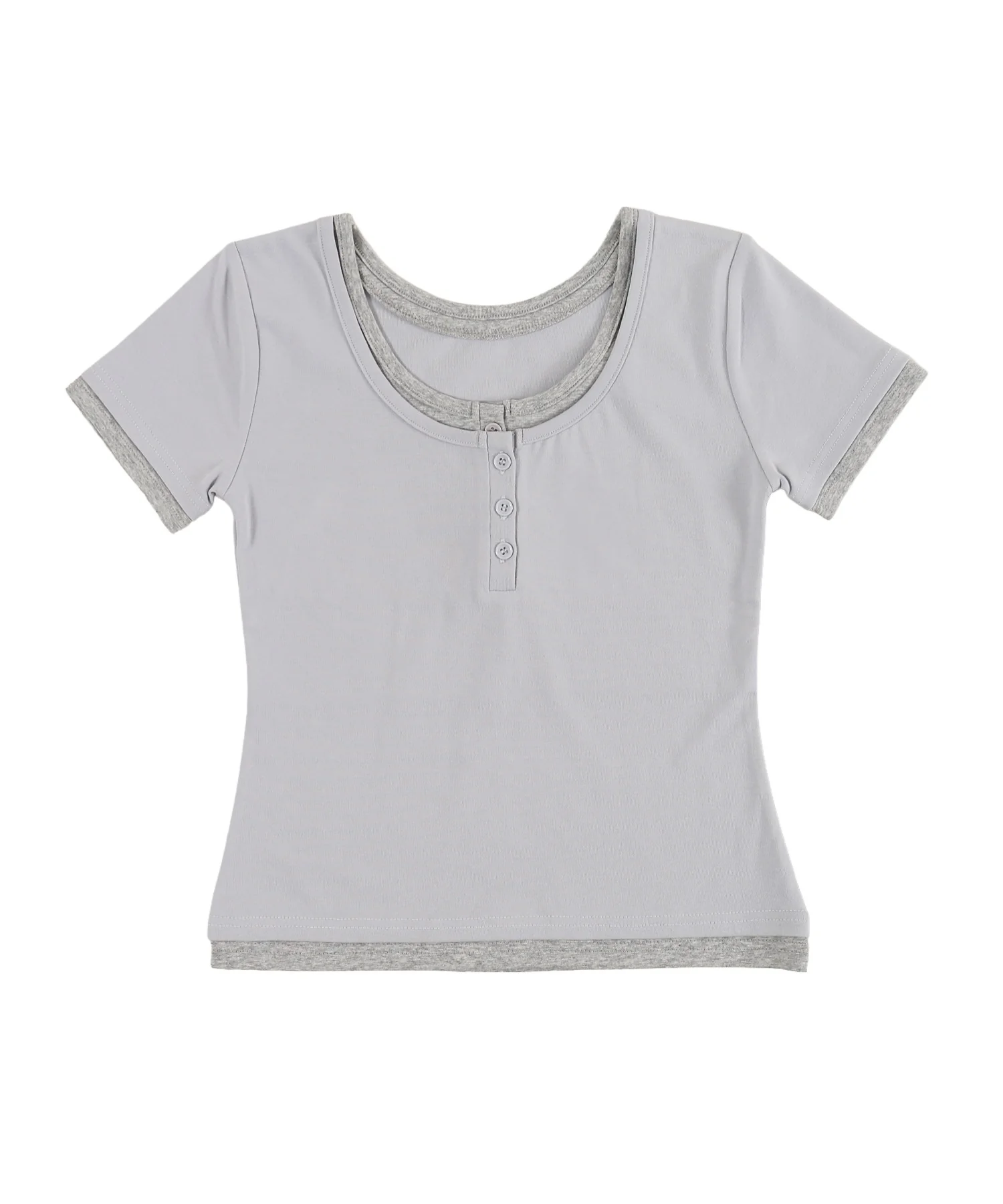 フェイクレイヤードヘンリーネックTシャツ - Image 20