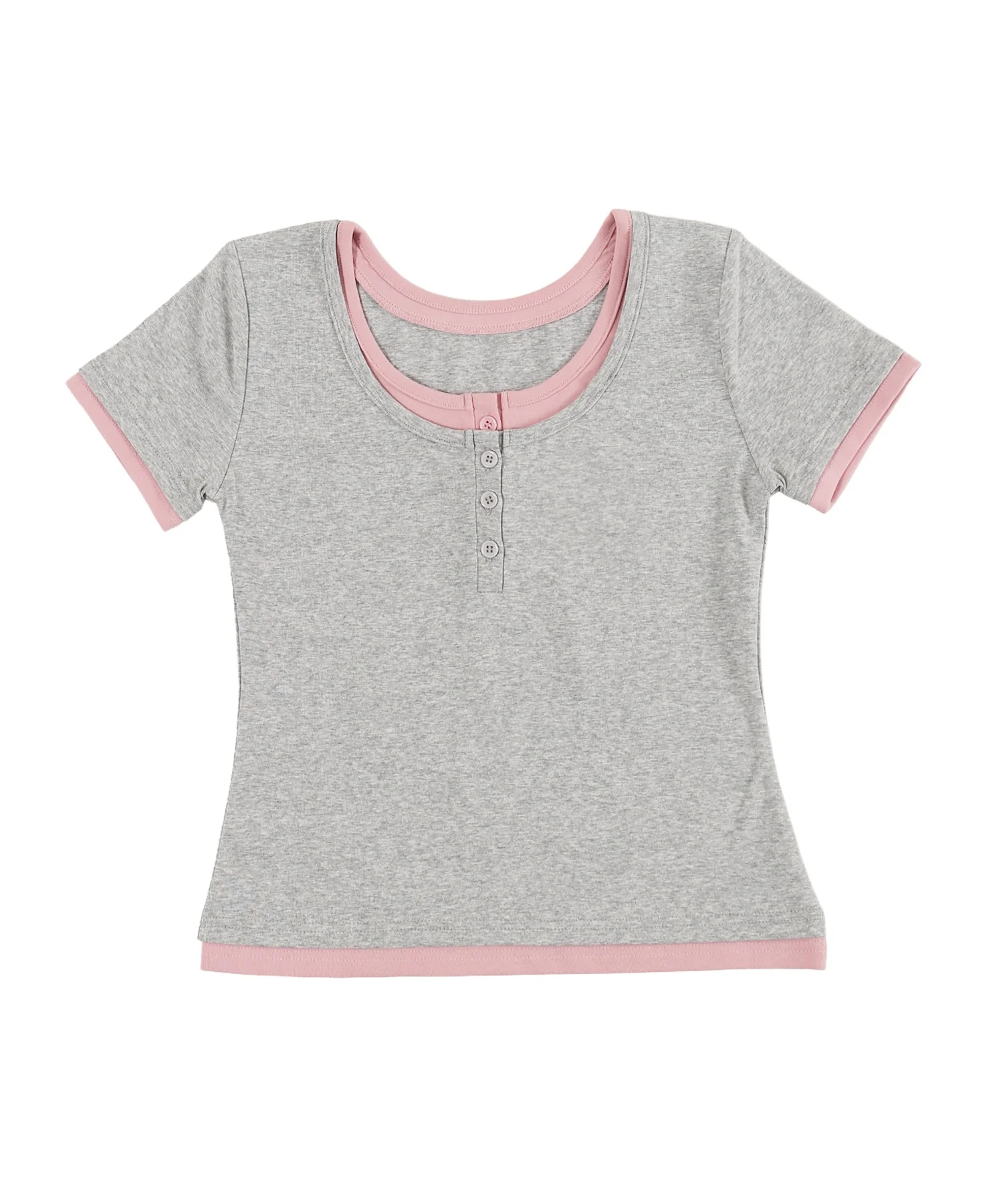 フェイクレイヤードヘンリーネックTシャツ - Image 21