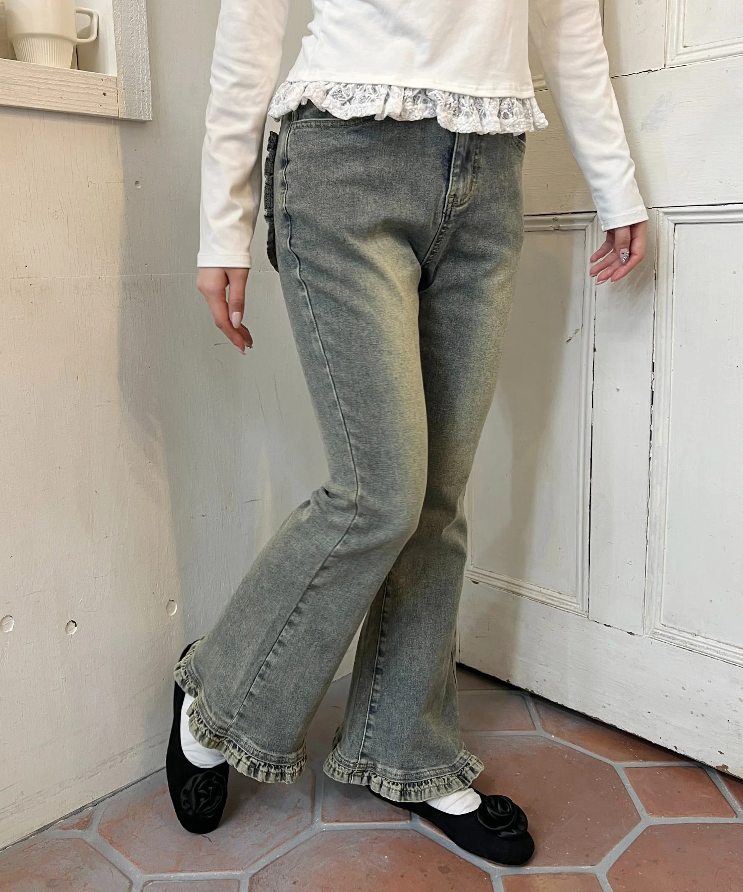 フリルデザインフレアパンツ - Image 4