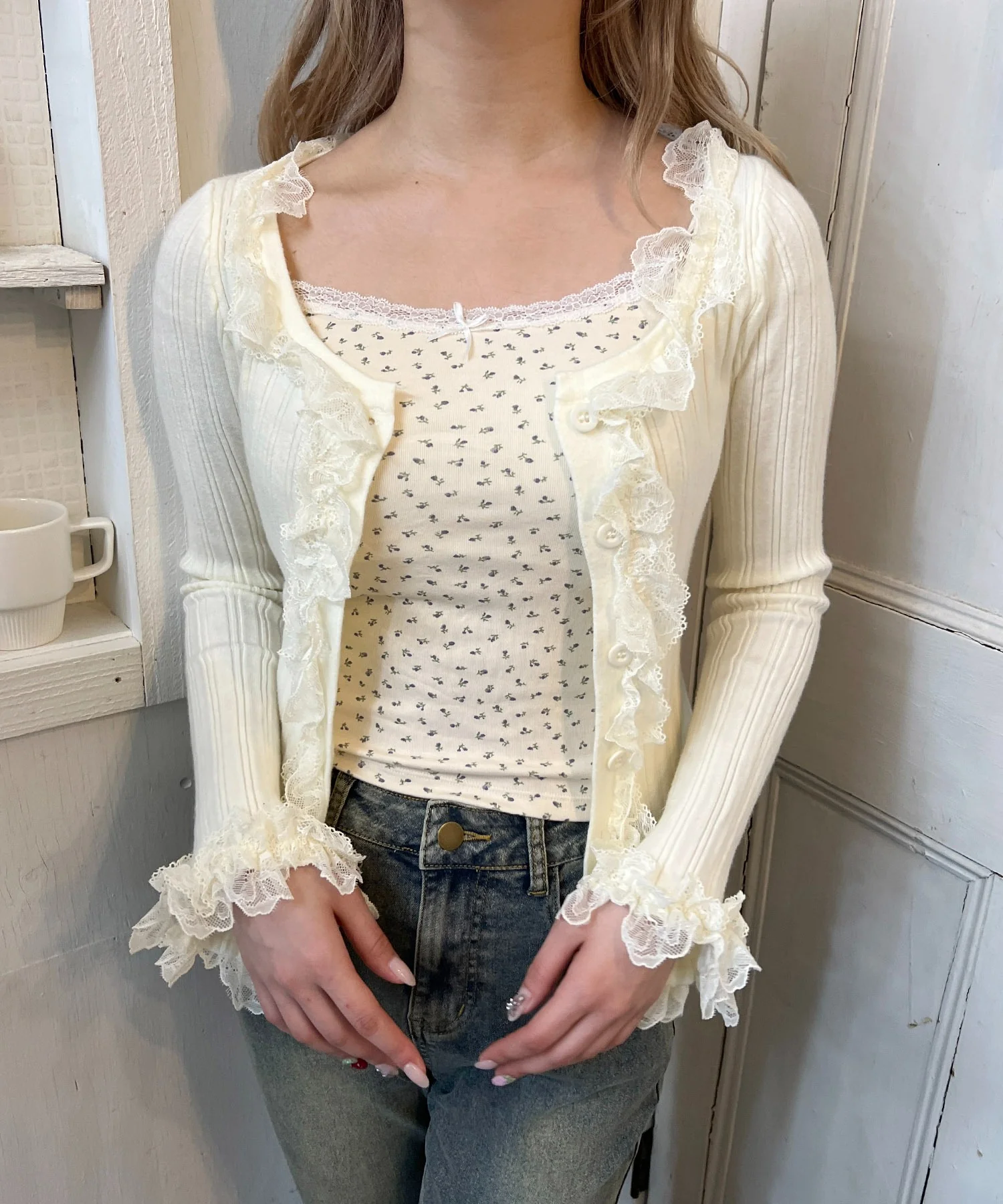 フリルレースパイピングカーディガン - Image 13