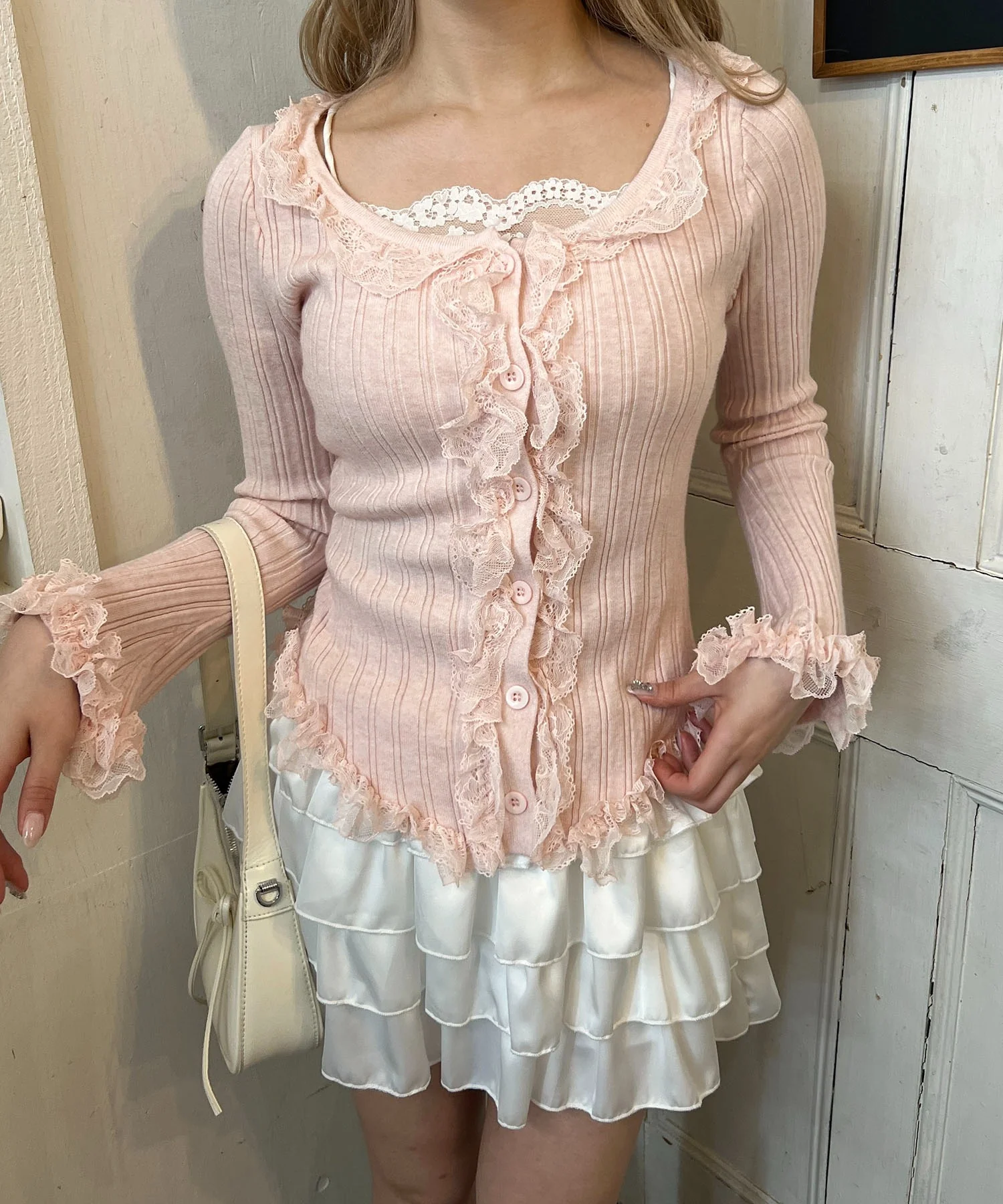 フリルレースパイピングカーディガン - Image 8