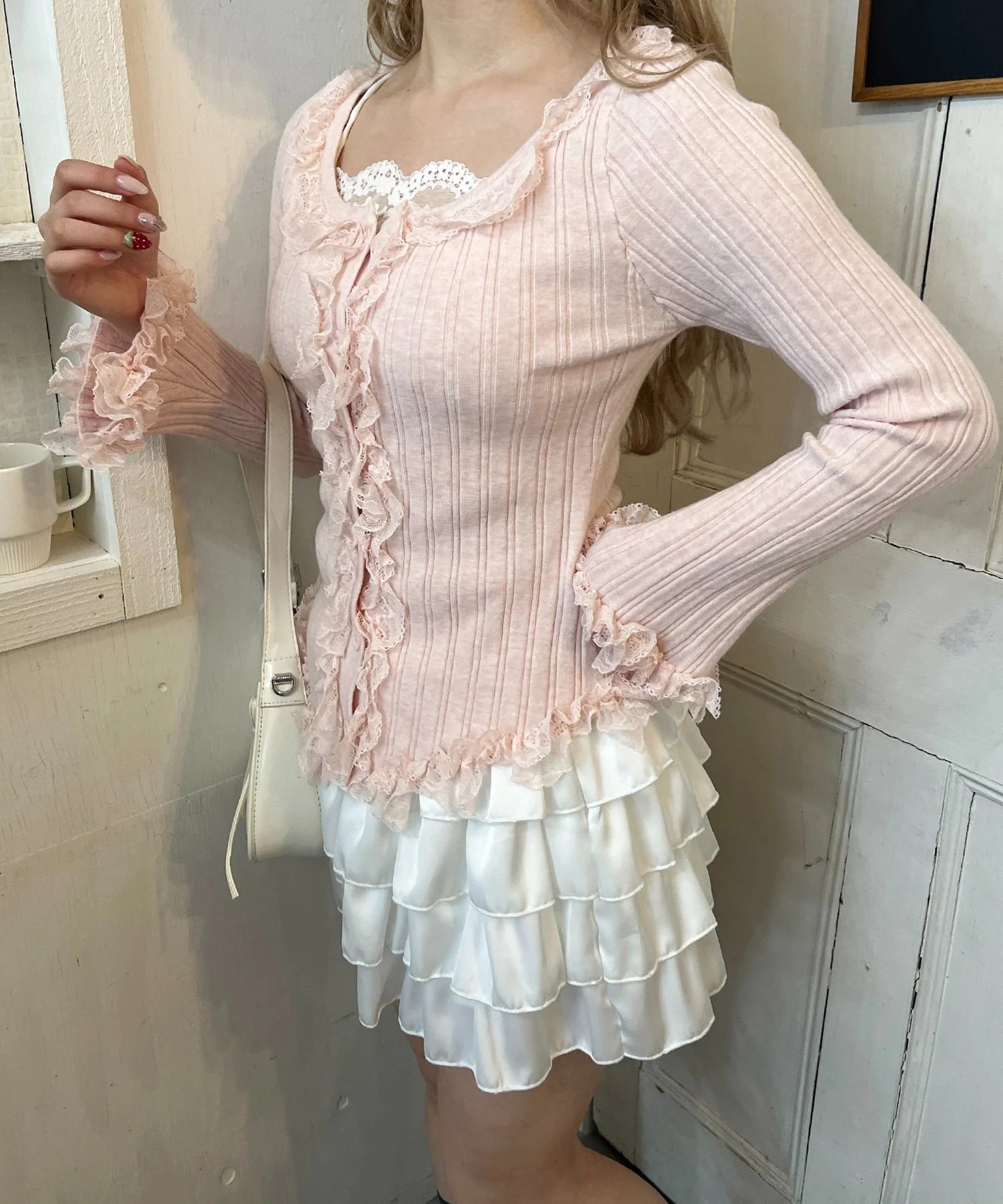 フリルレースパイピングカーディガン - Image 9