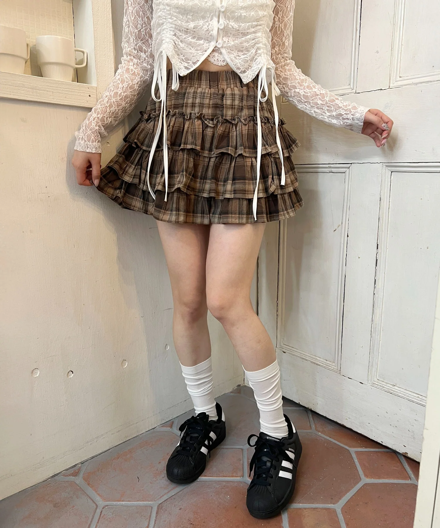 3段チェックフリルスカート - Image 6