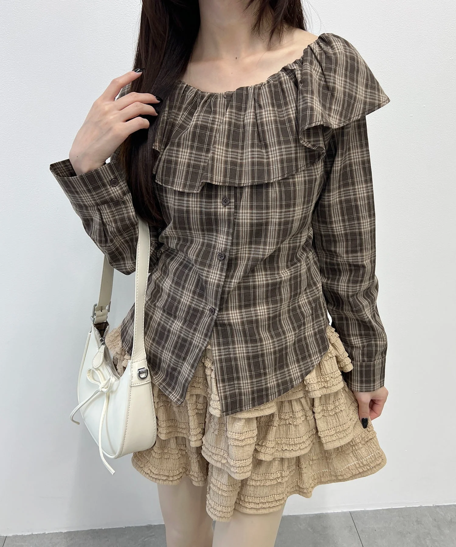オフショルチェックシャツ - Image 4