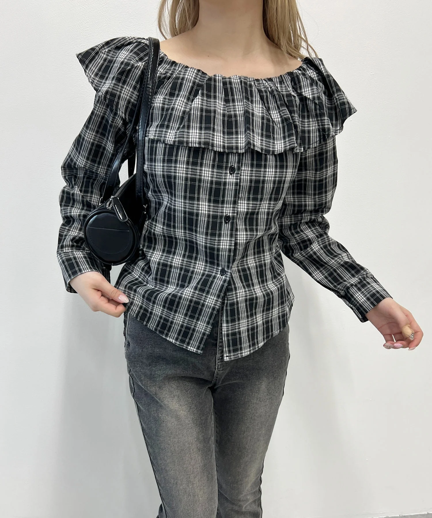 オフショルチェックシャツ - Image 5