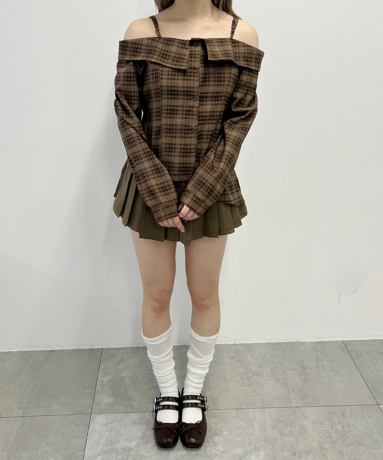 リボンベルトオフショルチェックシャツ - Image 7