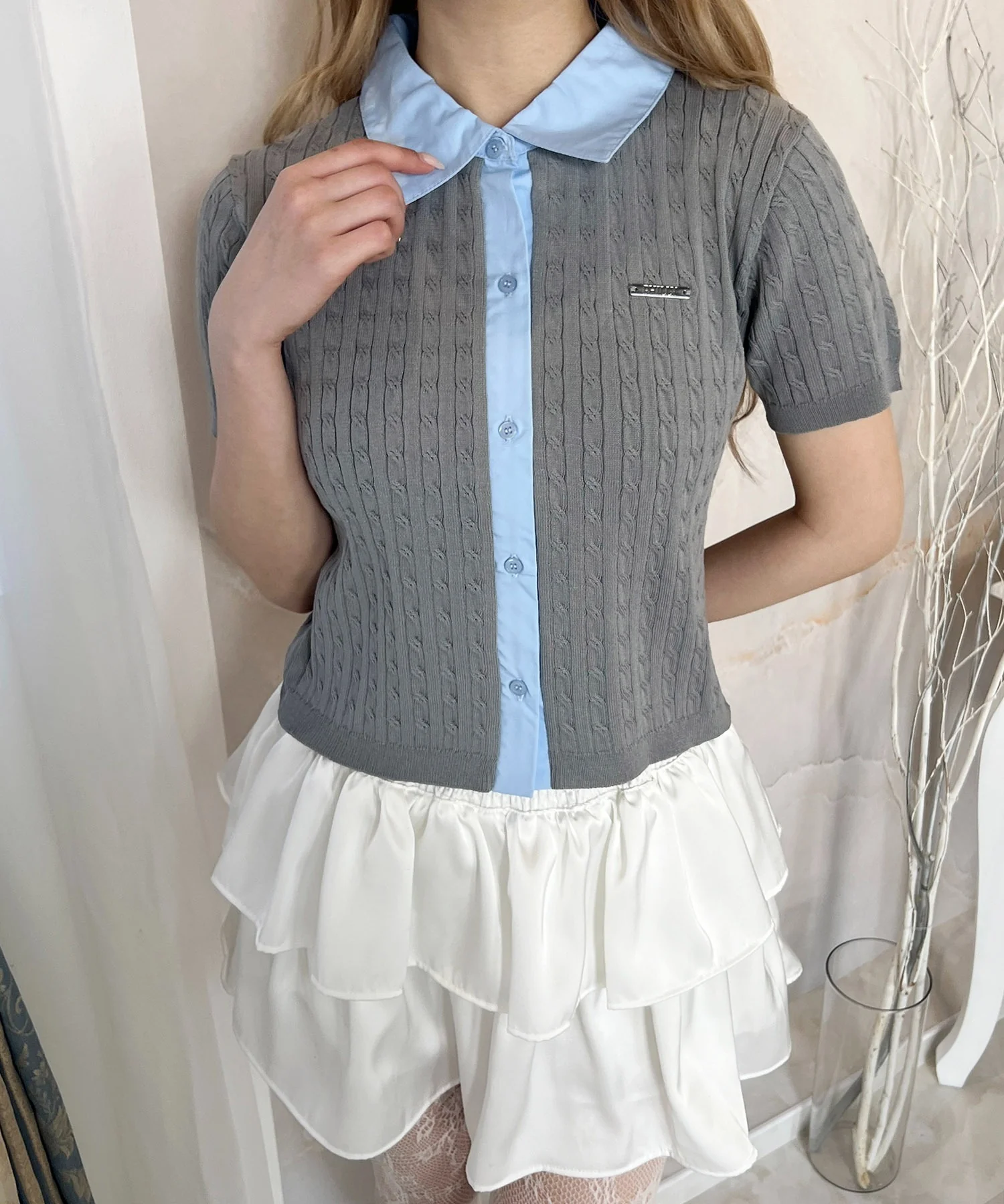 シャツドッキング半袖ニット - Image 2