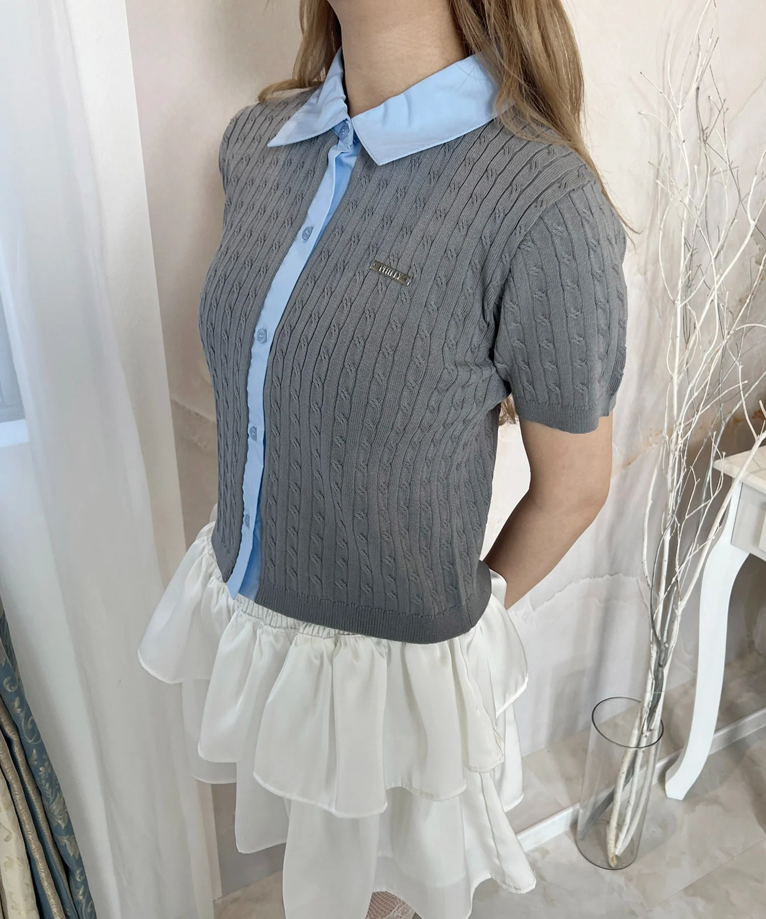 シャツドッキング半袖ニット - Image 7