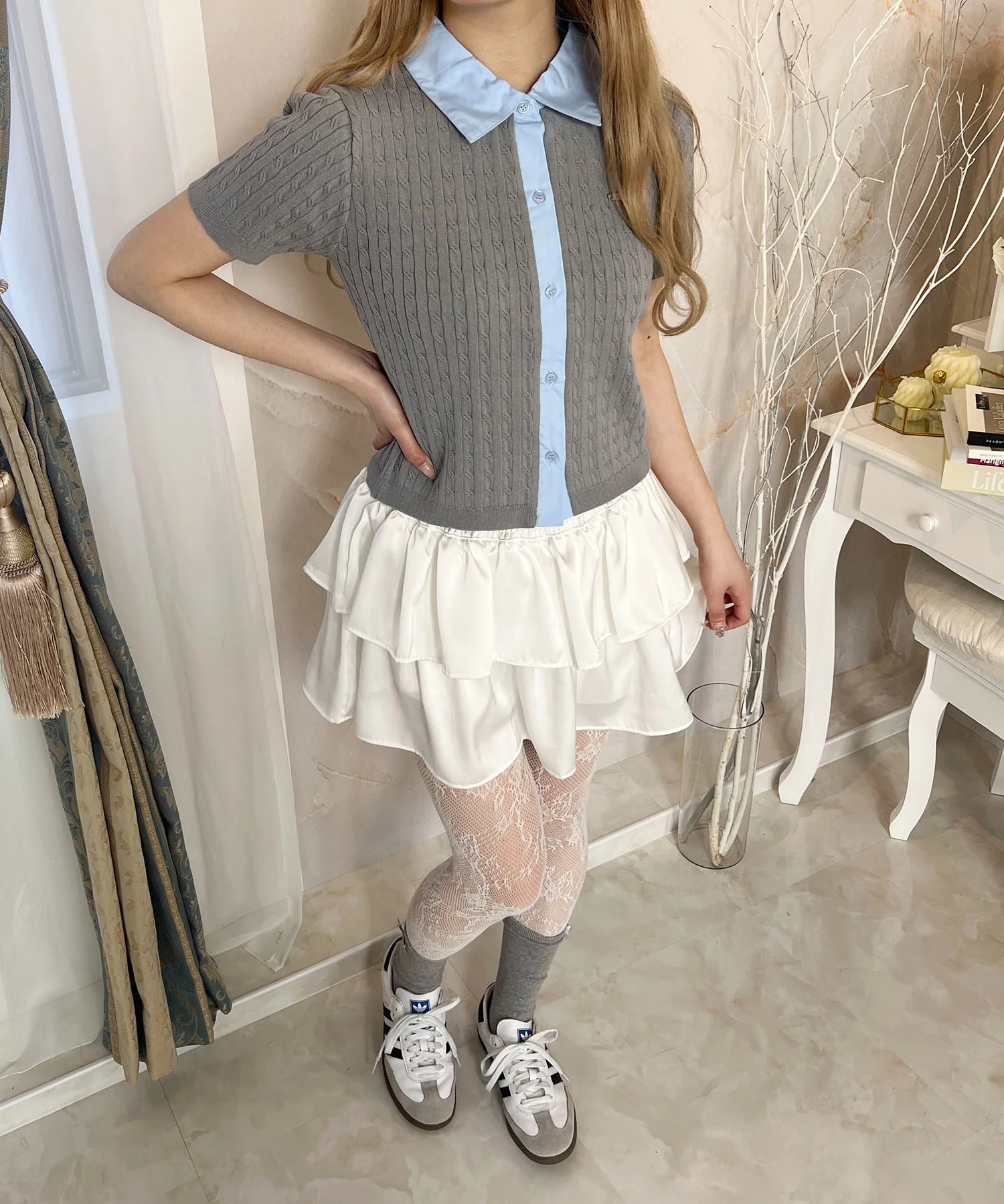 シャツドッキング半袖ニット - Image 9