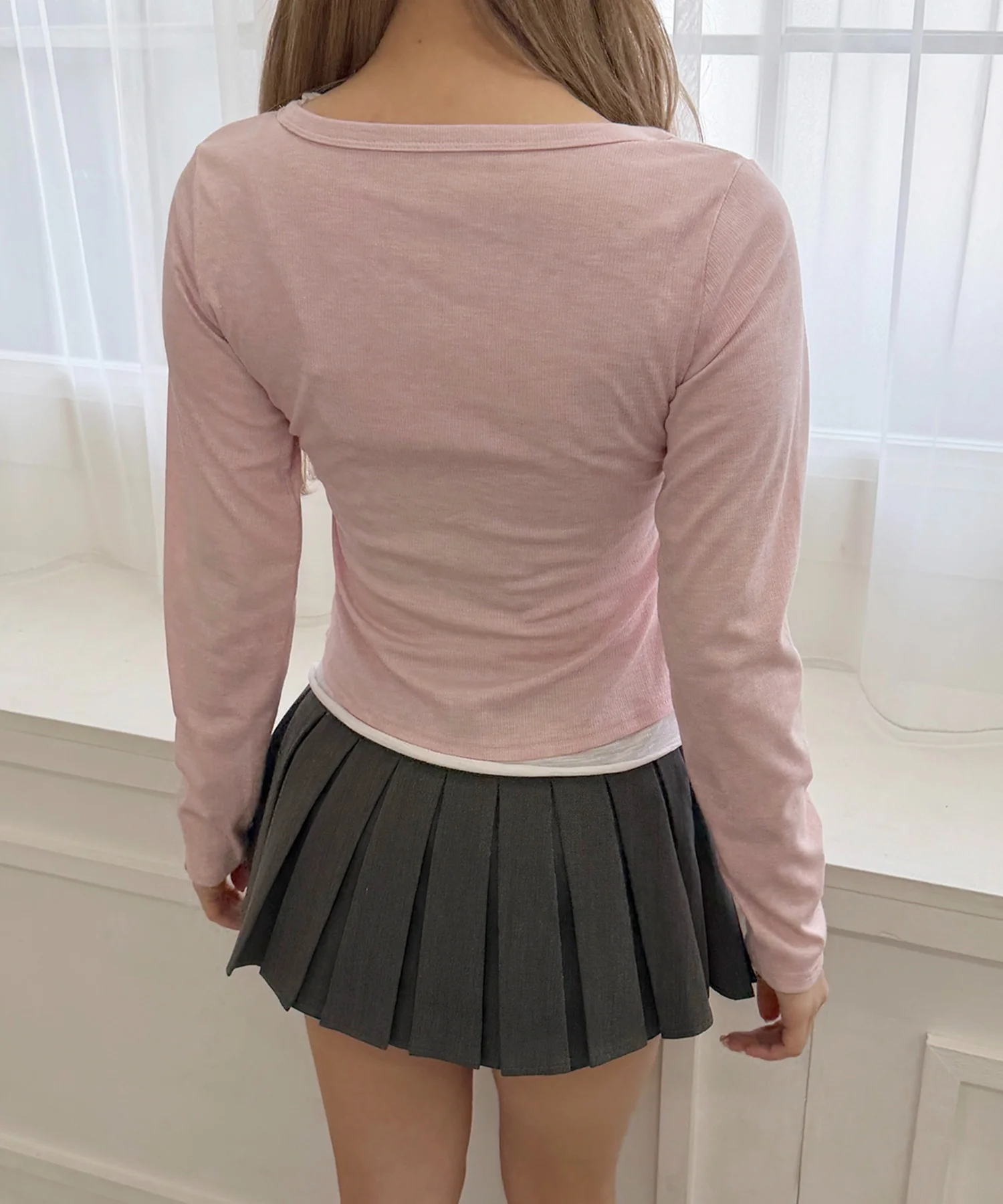 ヘンリーネックレースレイヤードトップス - Image 10