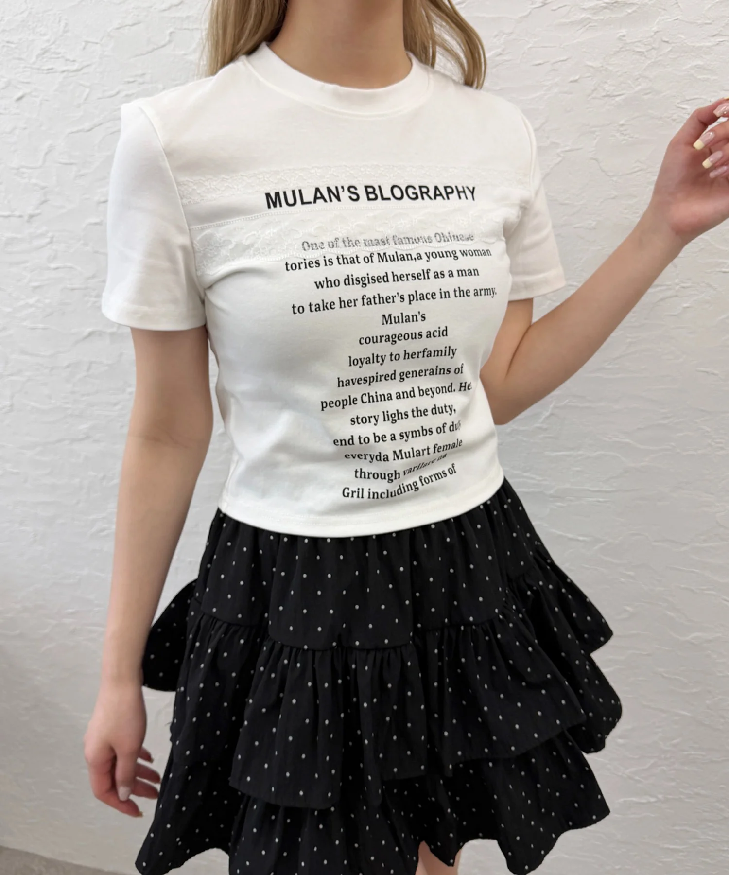 レースデザインチビTシャツ - Image 2