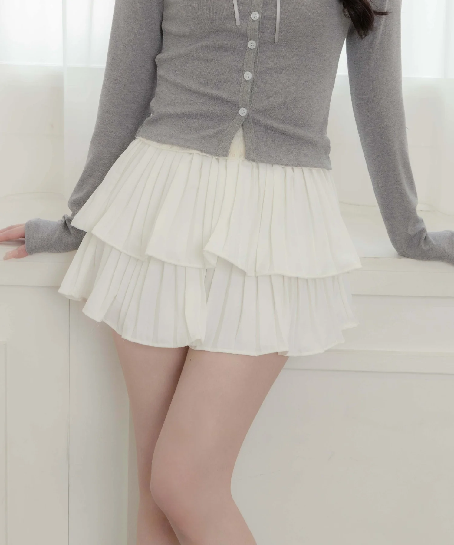 2段プリーツミニスカート - Image 3