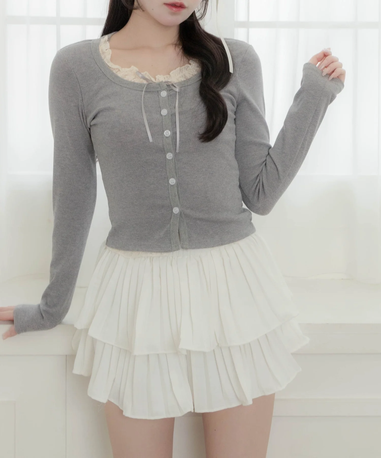2段プリーツミニスカート - Image 5