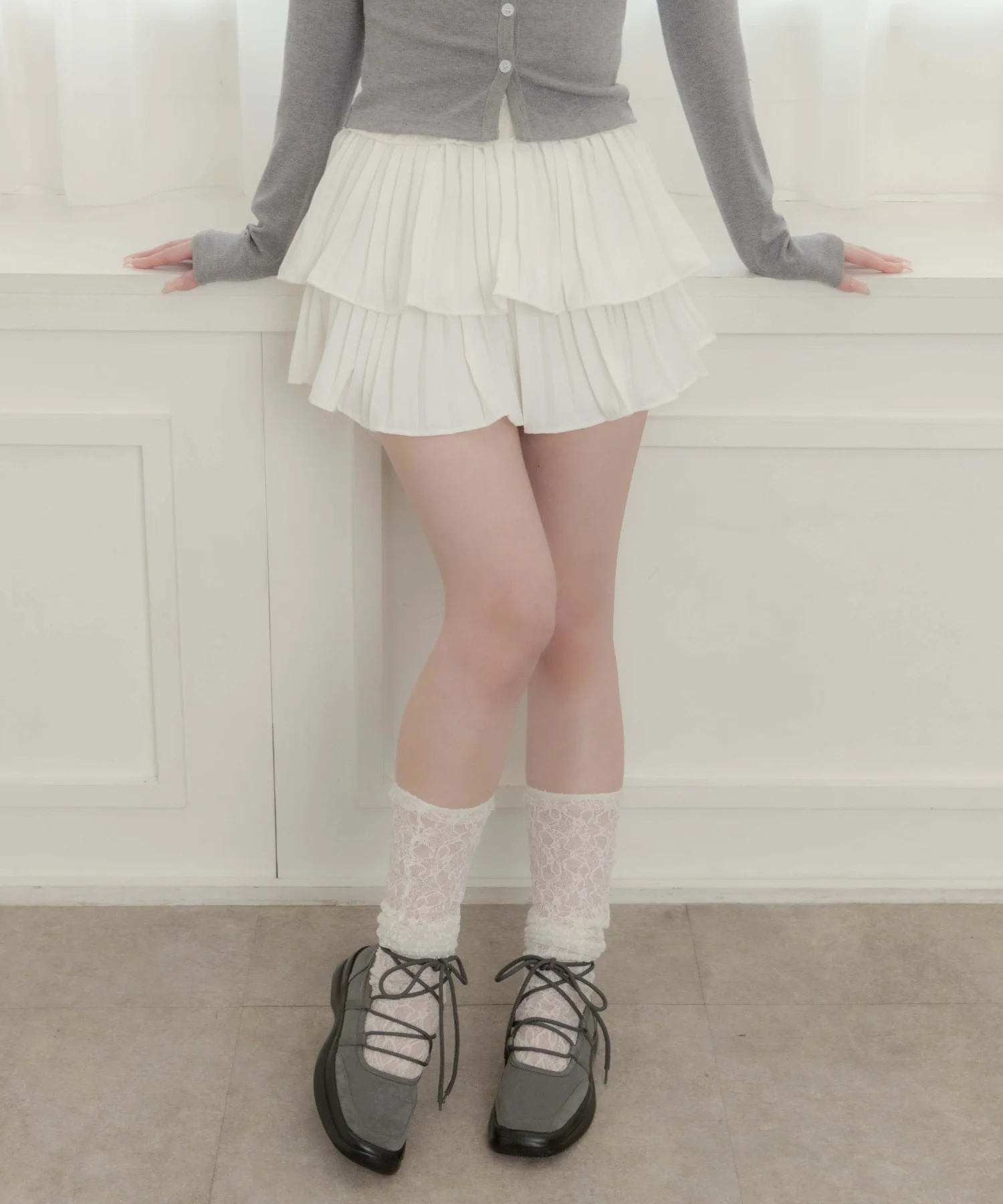 2段プリーツミニスカート - Image 6