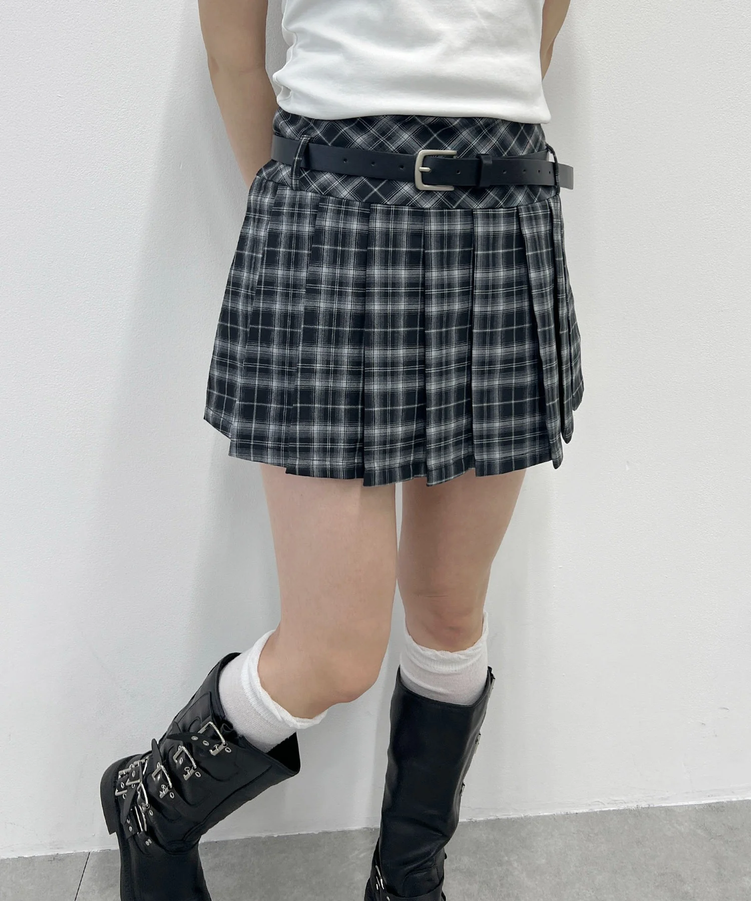 ベルトセットチェックミニスカート - Image 4