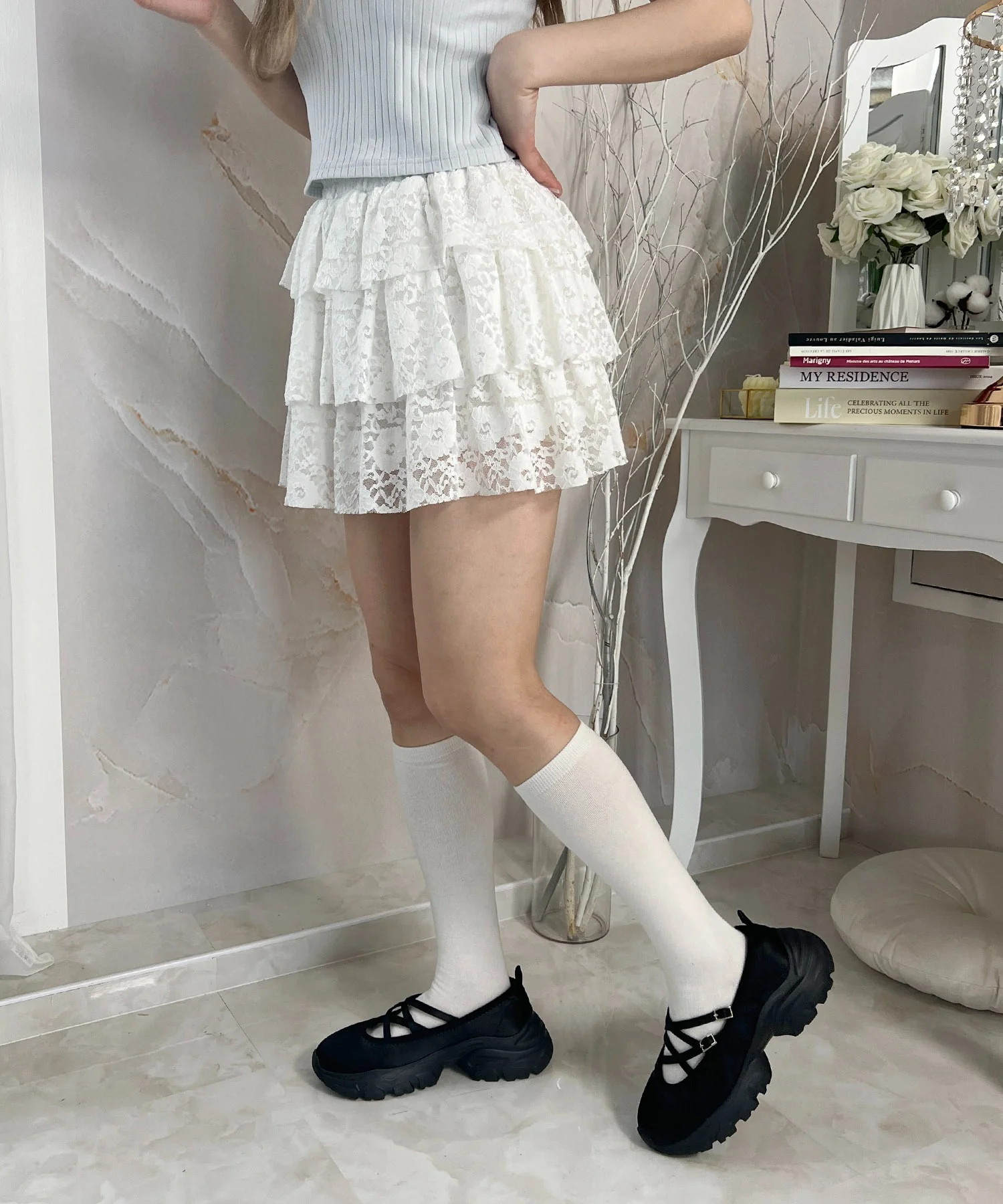 3段レースティアードミニスカート - Image 6